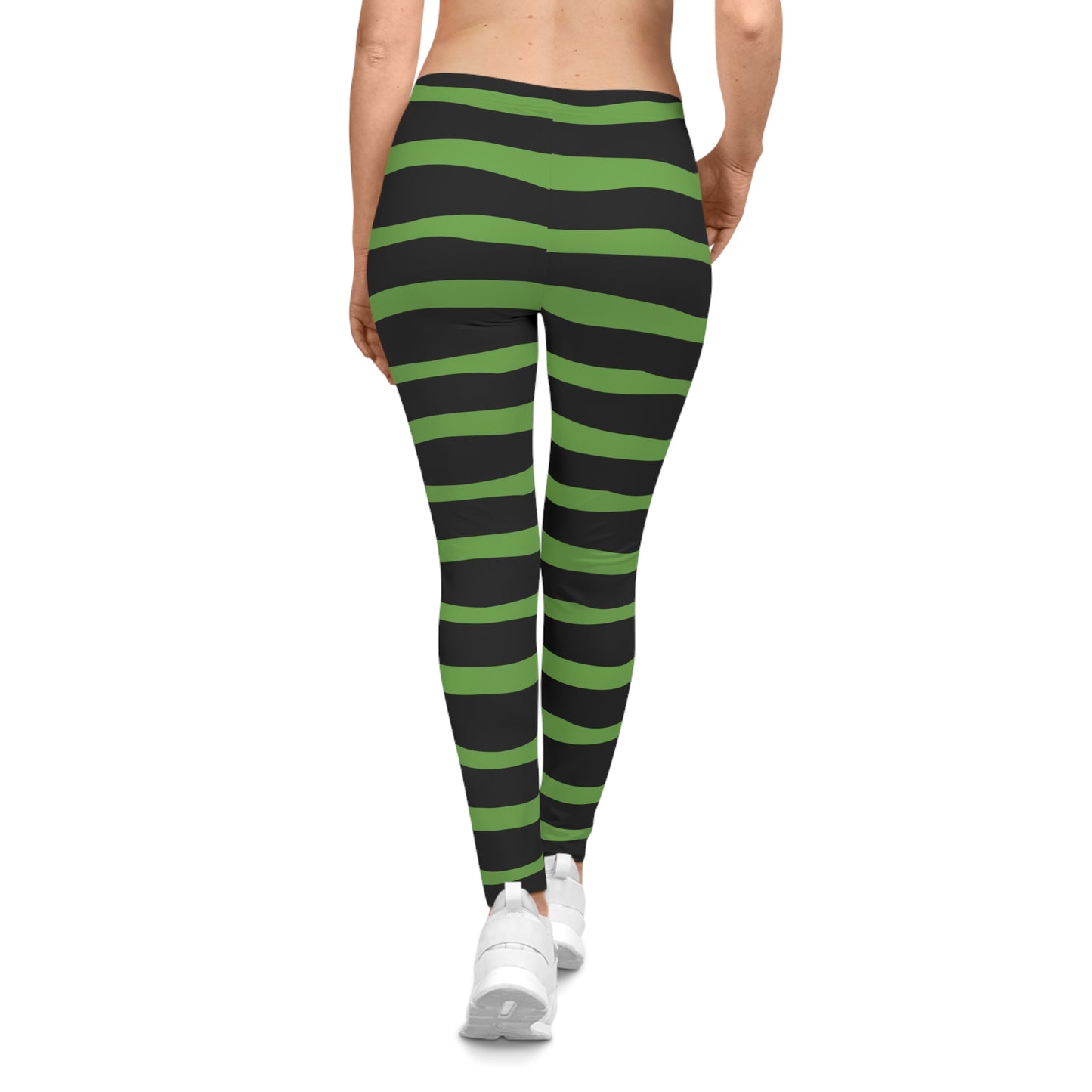All-Over Print Leggings Striped Black/Green