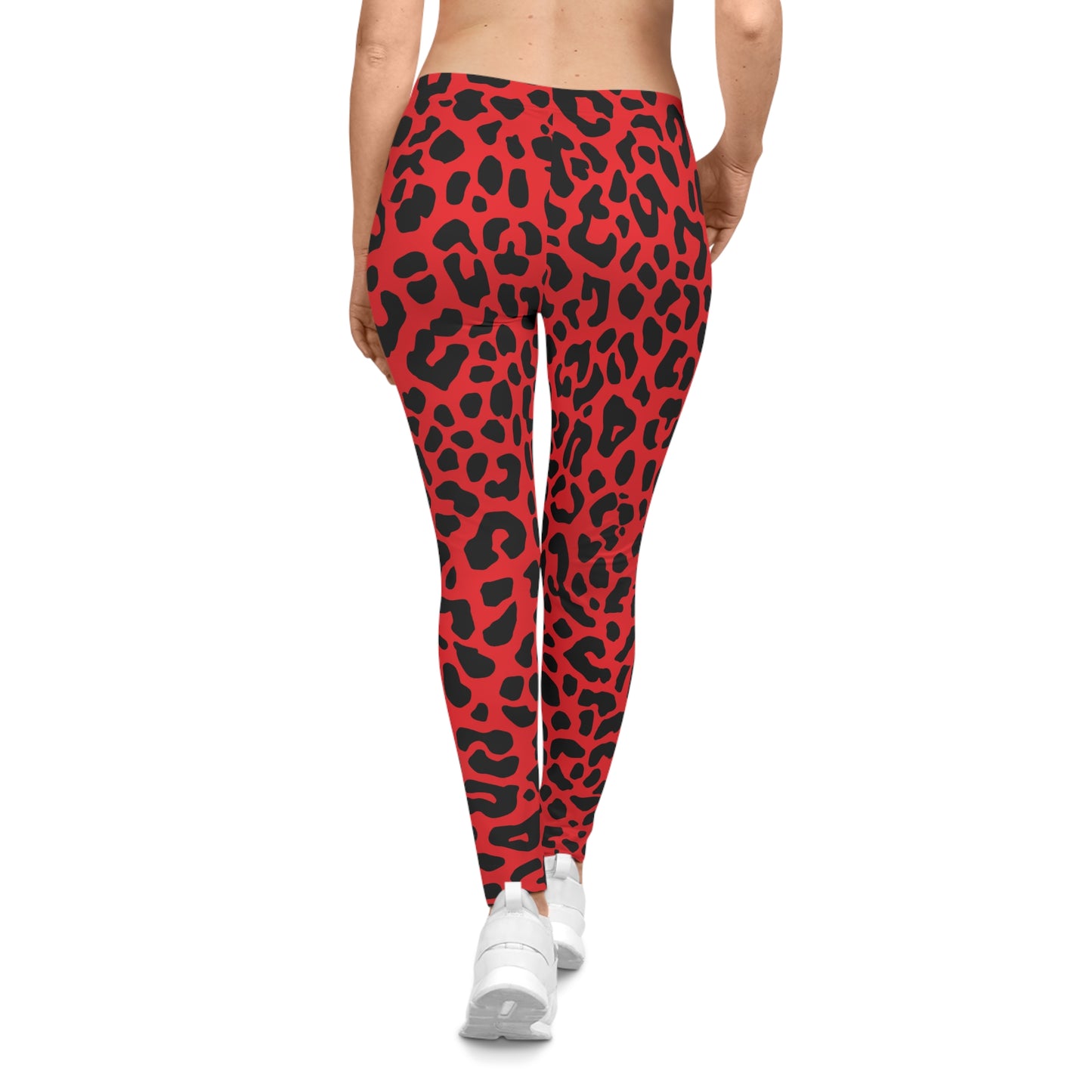 All-Over Print Leggings Leopard Pattern Black/Red