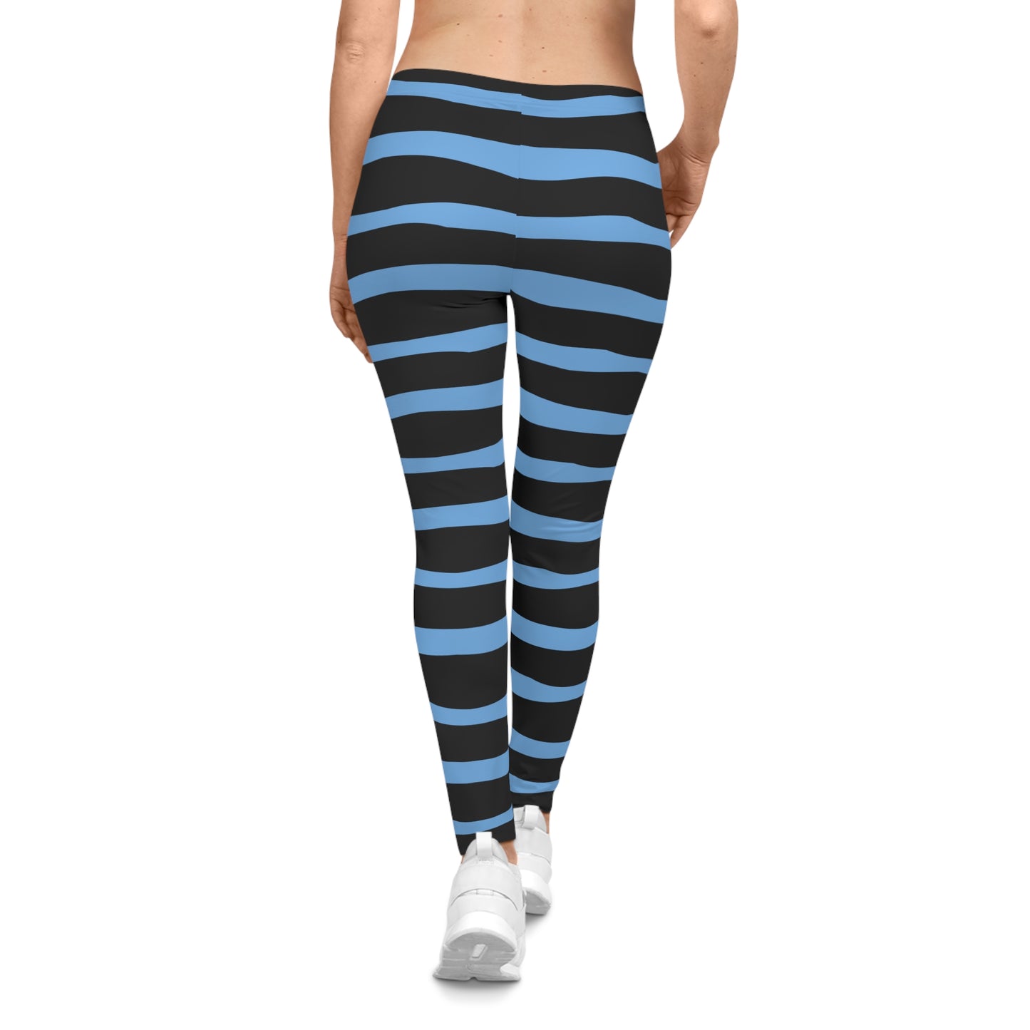 All-Over Print Leggings Striped Black/Blue