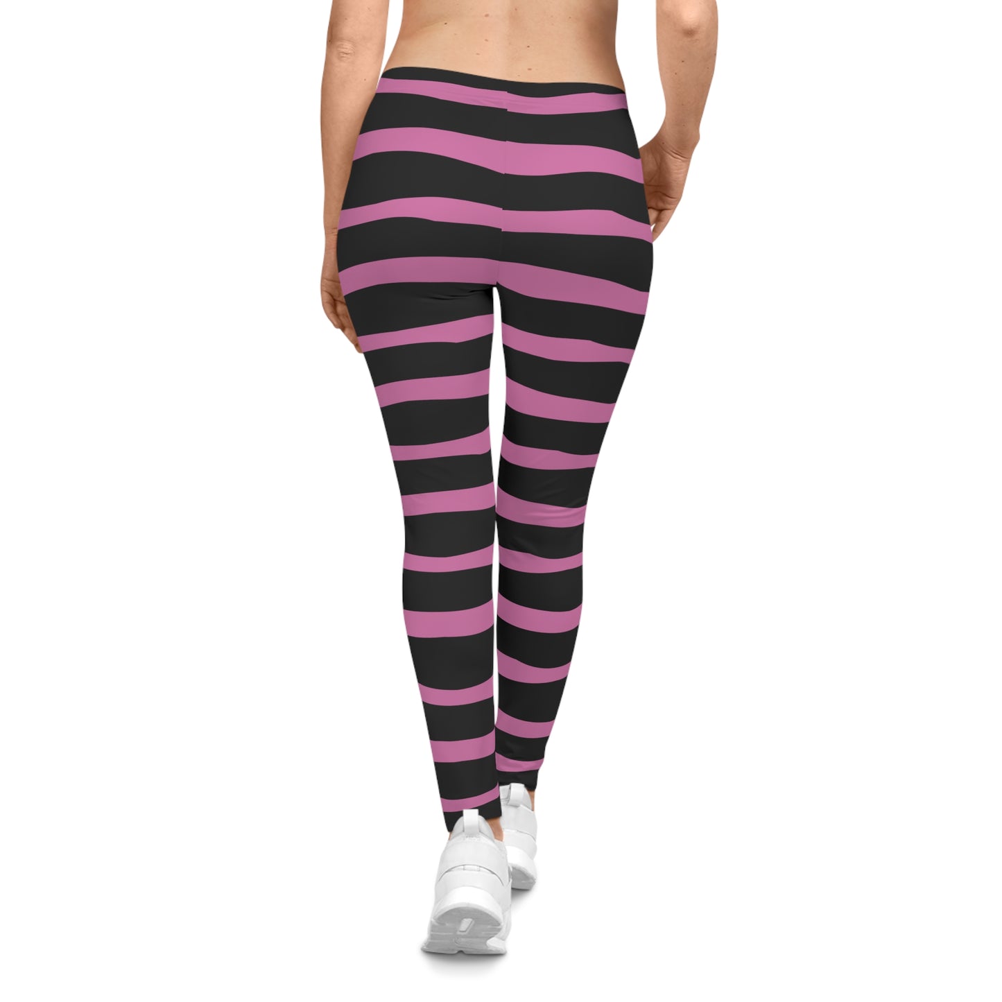 All-Over Print Leggings Striped Black/Pink