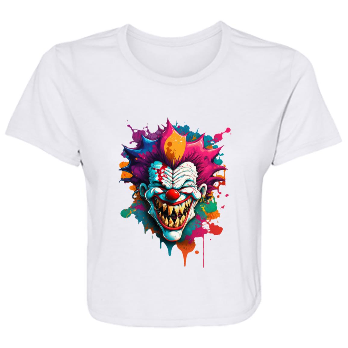Flowy Cropped Tee Paint Splattered Clown