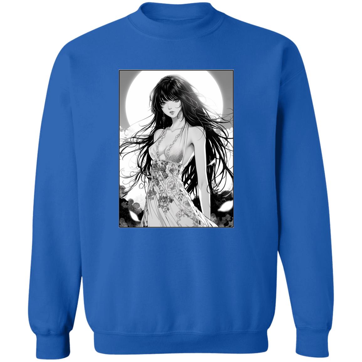 Pullover Sweatshirt Anime Woman In Floral Dress