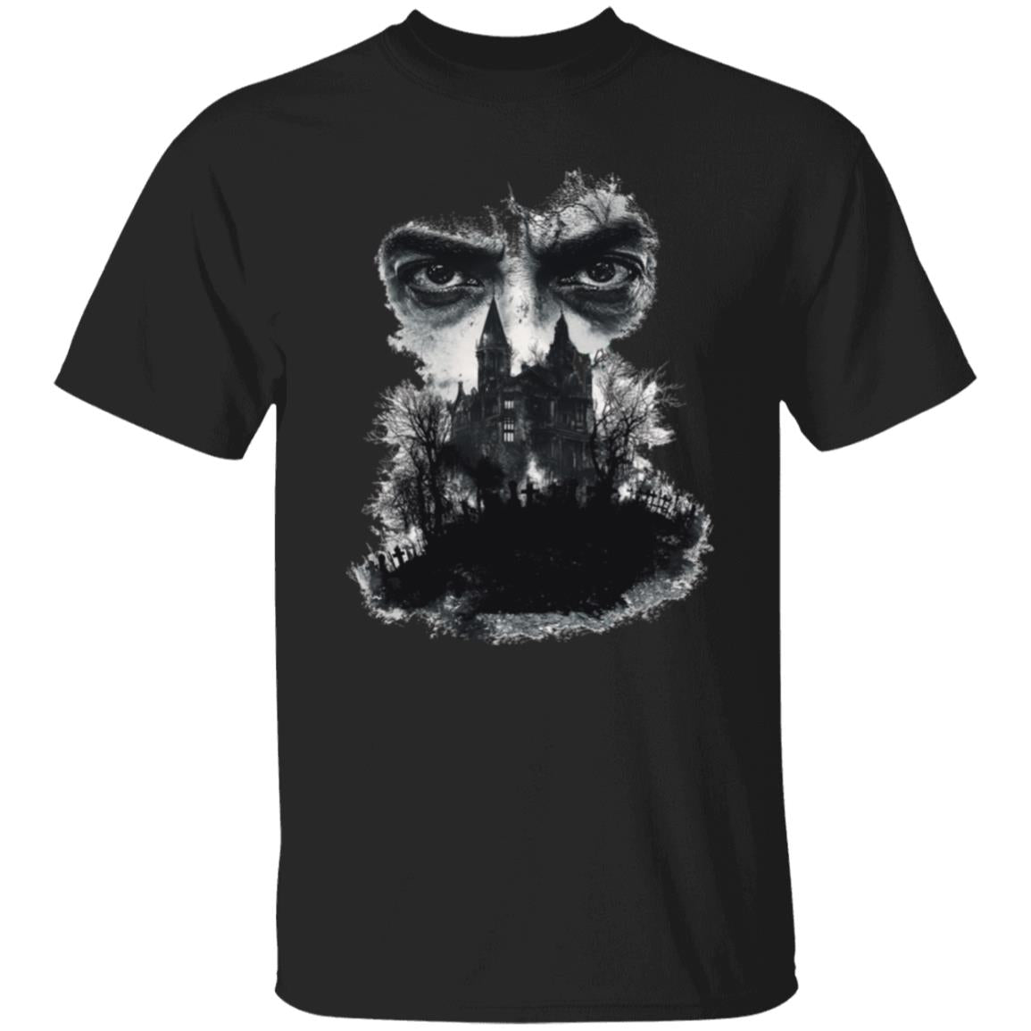 Oversized T-Shirt Glaring Eyes Over Gothic Mansion
