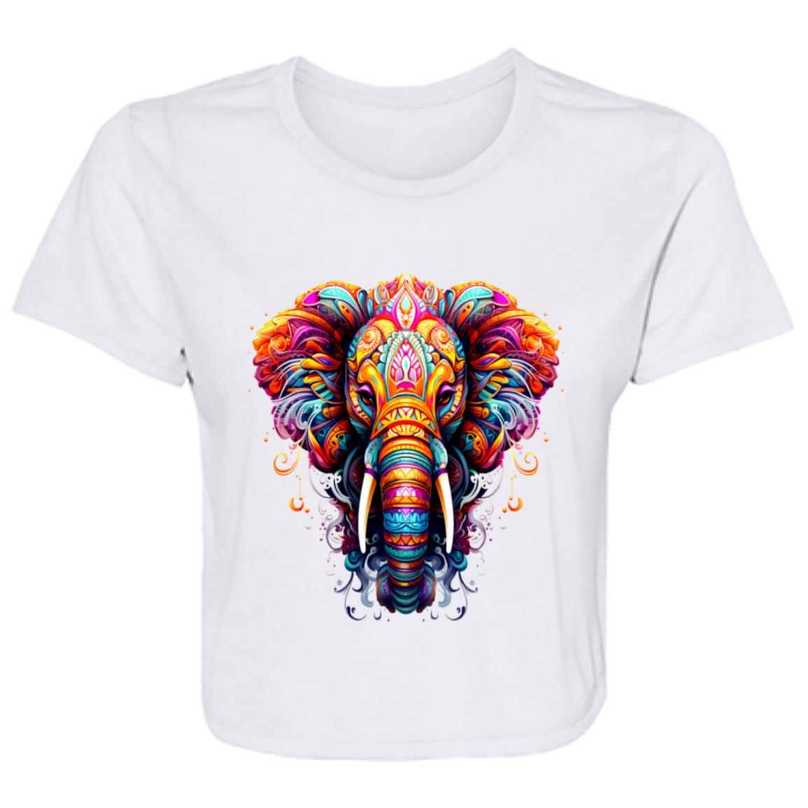 Flowy Cropped Tee Psychedelic Elephant
