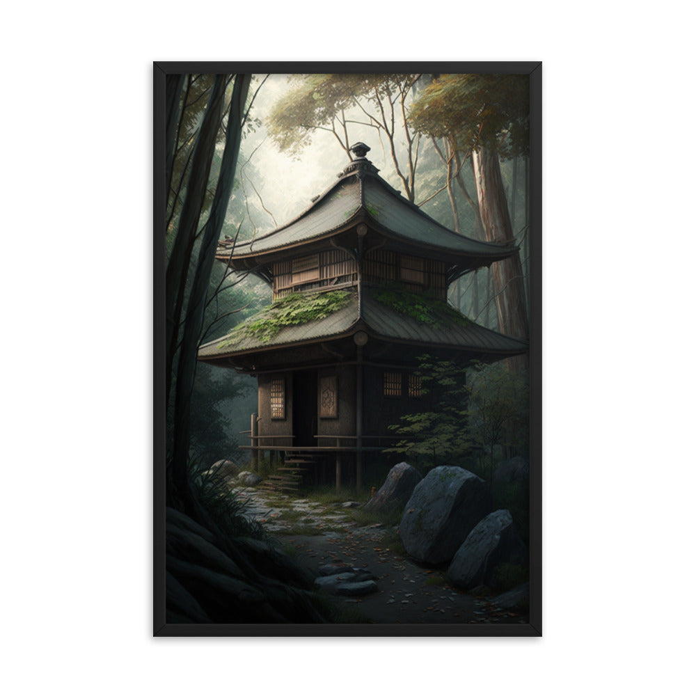 Framed Poster Japanese Hut In Forest