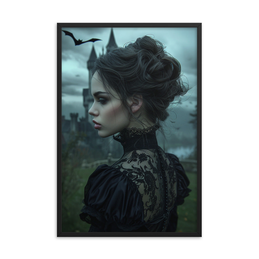 Framed Poster Gothic Lady Castle Background