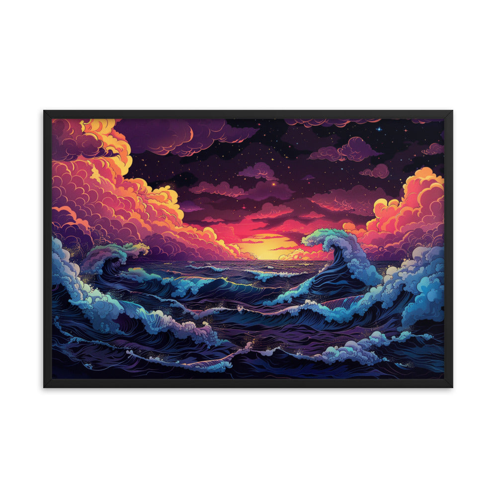 Framed Poster Anime Nightly Ocean