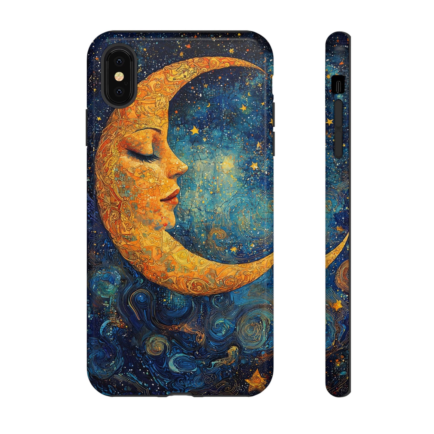 Artistic Crescent Moon Phone Case — Dreamy Starry Night Protection