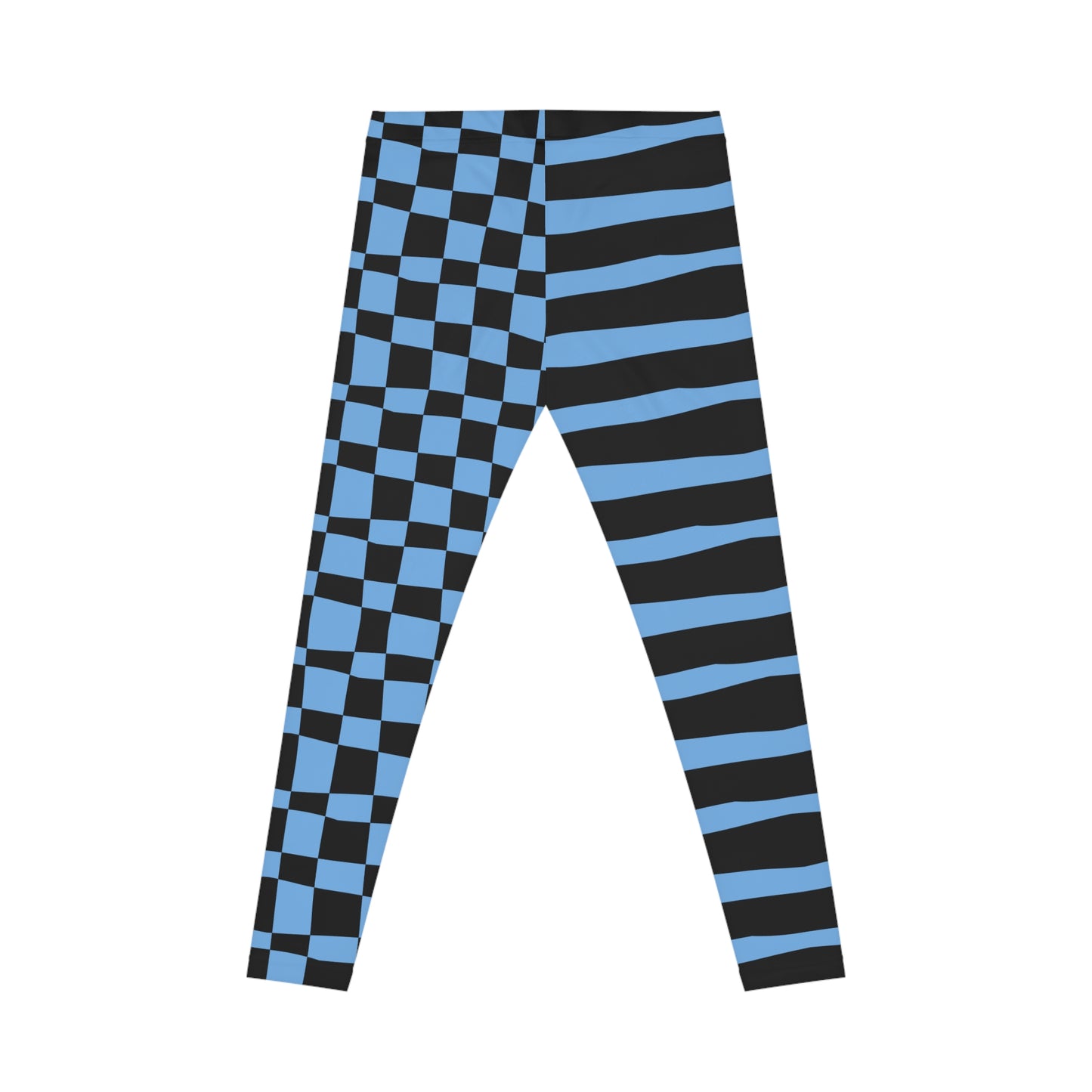 All-Over Print Leggings Striped & Checkered Split Black/Blue