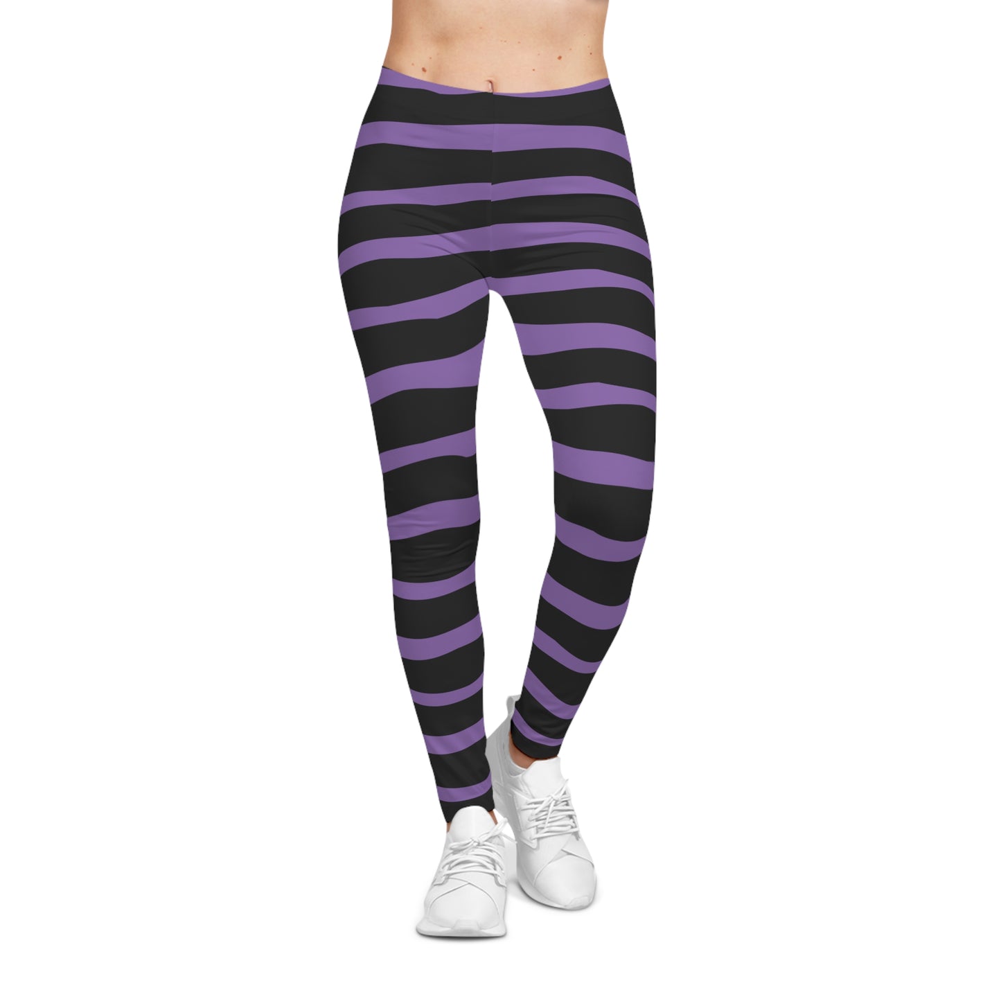 All-Over Print Leggings Striped Black/Purple