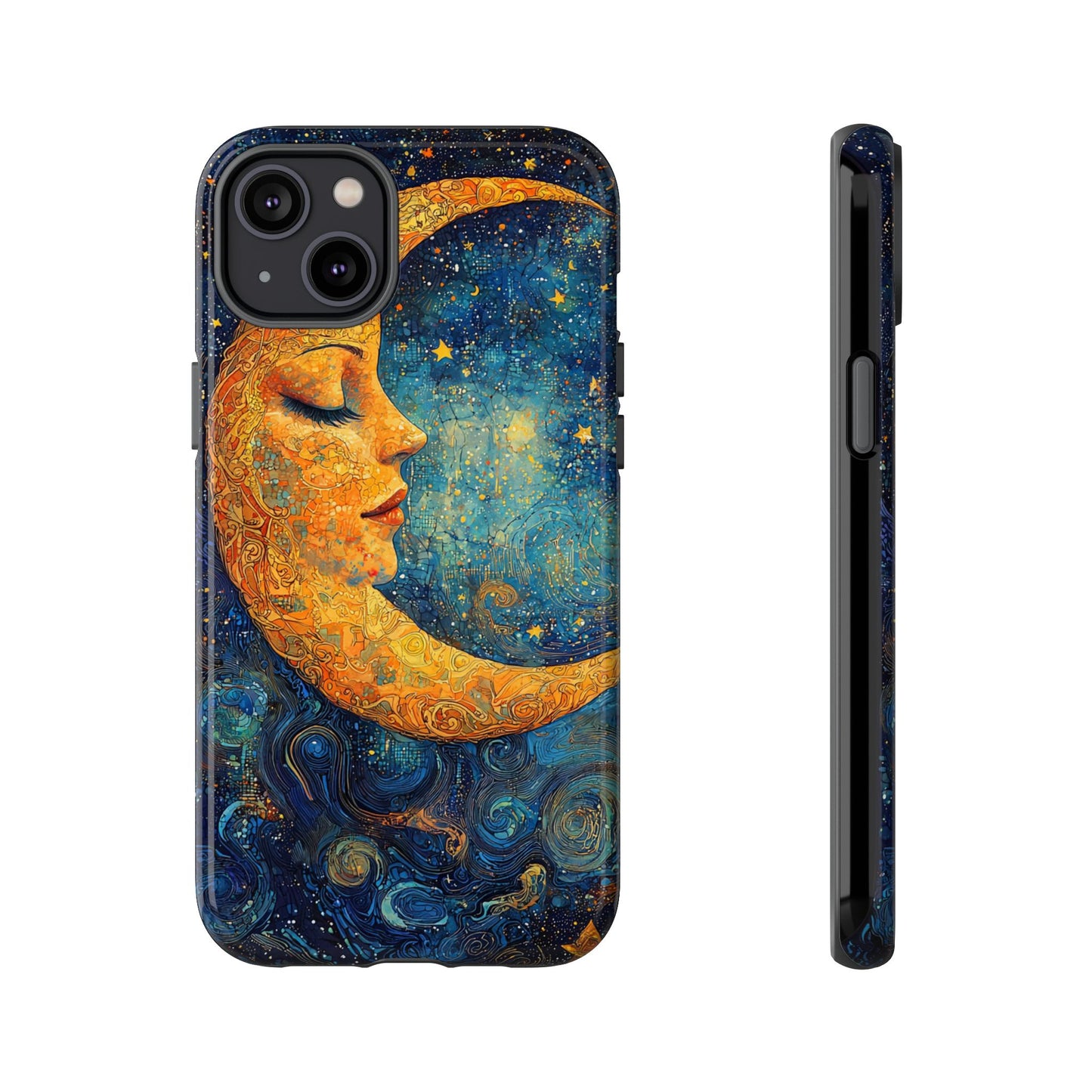 Artistic Crescent Moon Phone Case — Dreamy Starry Night Protection
