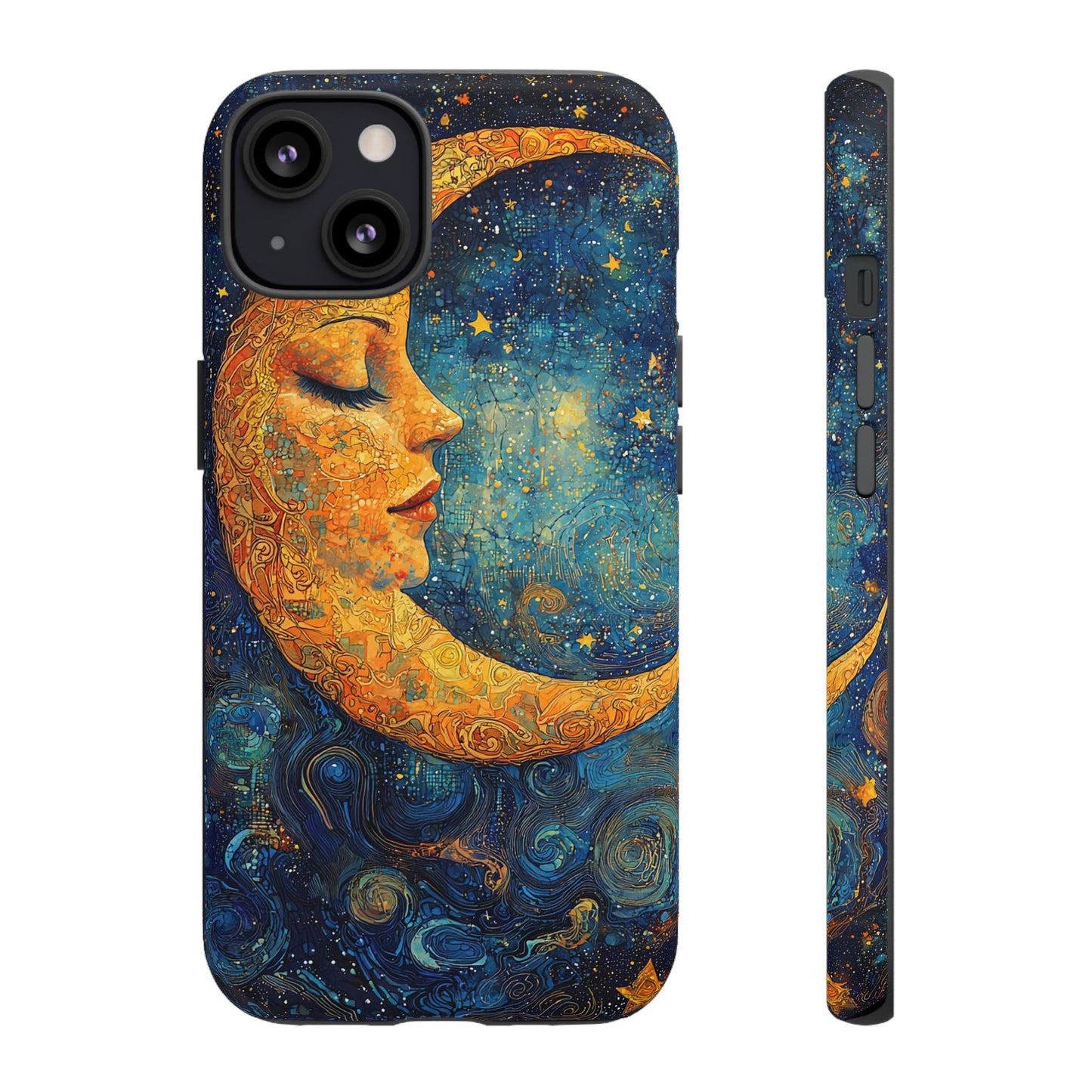 Artistic Crescent Moon Phone Case — Dreamy Starry Night Protection