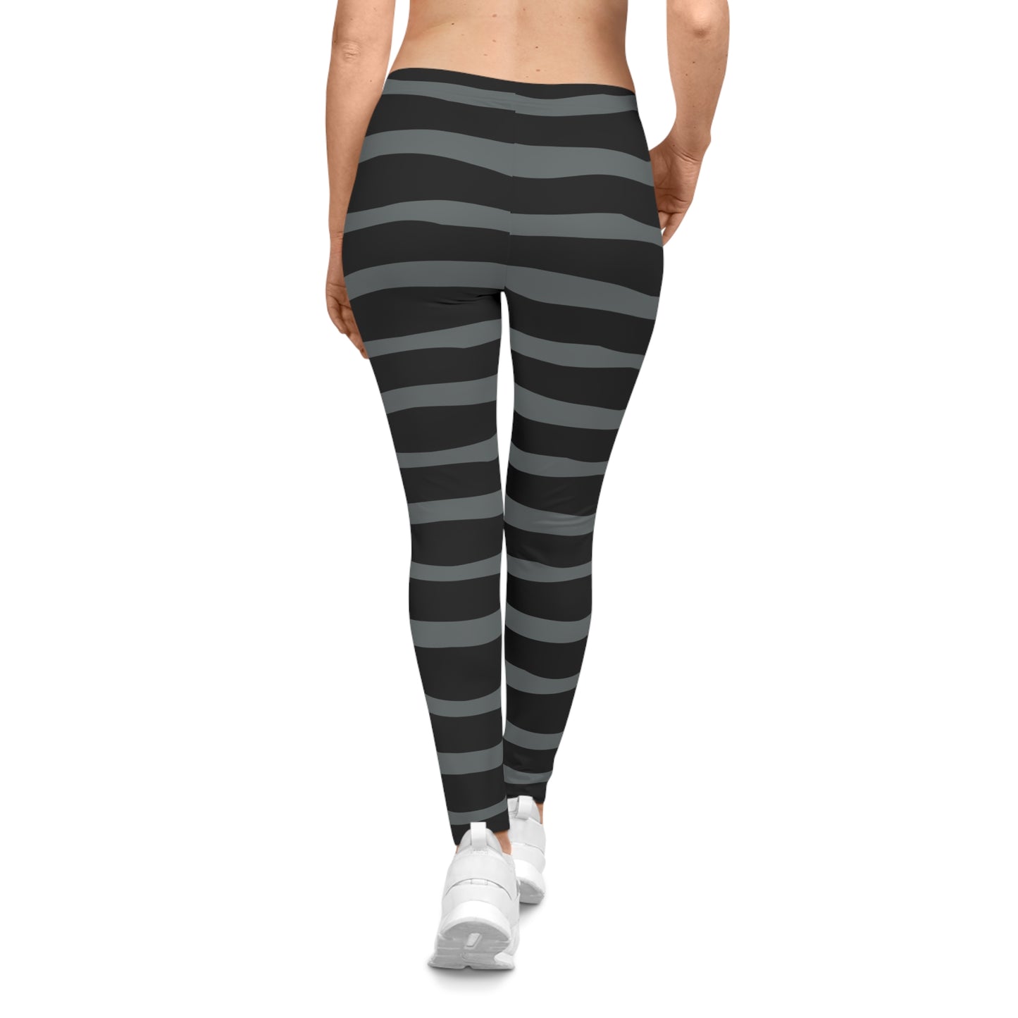 All-Over Print Leggings Striped Black/Grey