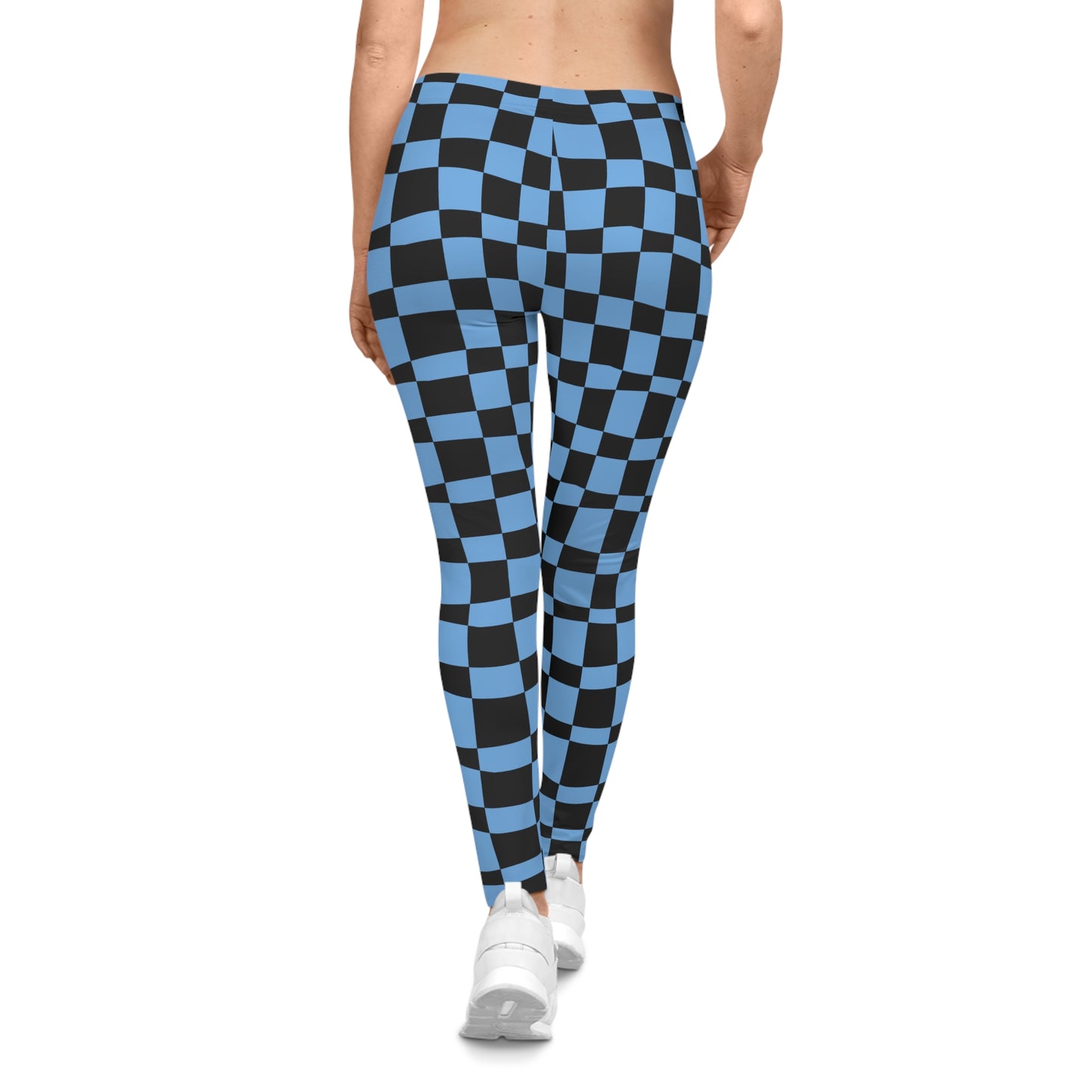 All-Over Print Leggings Checkered Black/Blue