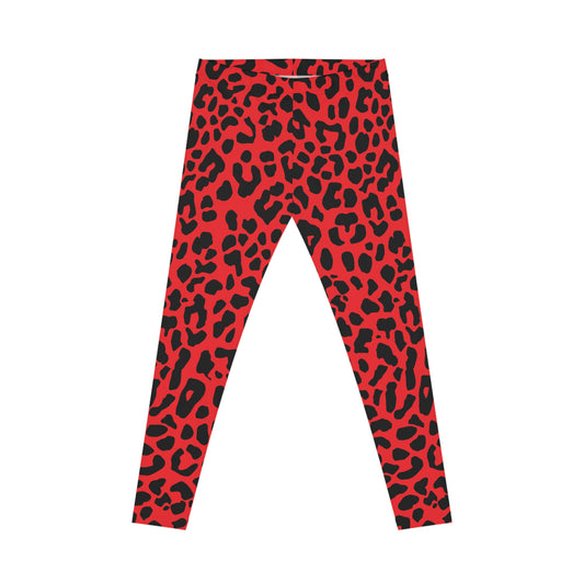 All-Over Print Leggings Leopard Pattern Black/Red