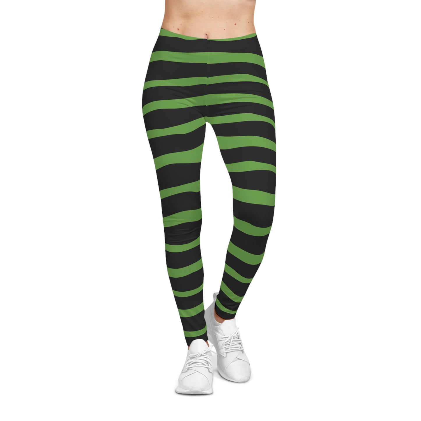 All-Over Print Leggings Striped Black/Green