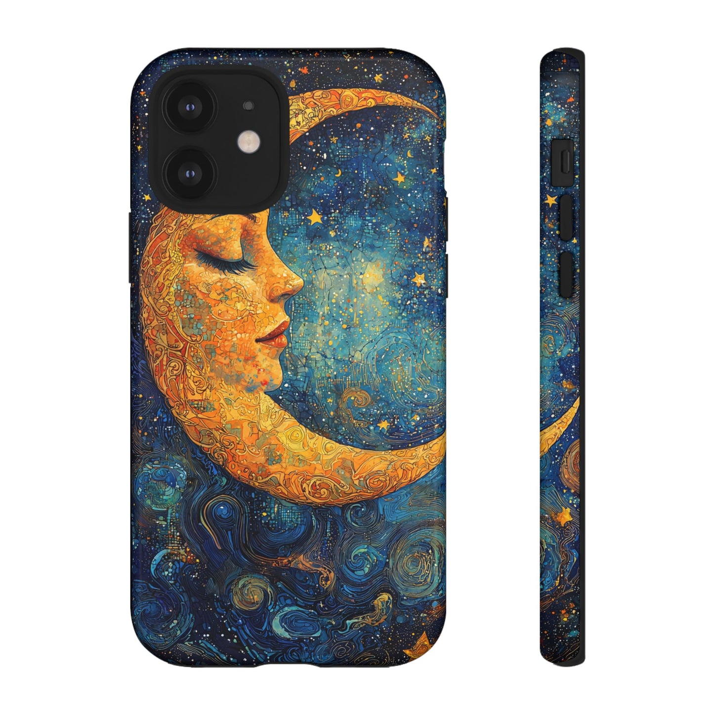Artistic Crescent Moon Phone Case — Dreamy Starry Night Protection