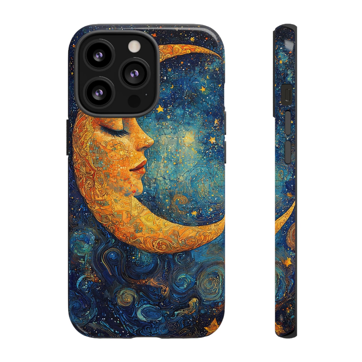 Artistic Crescent Moon Phone Case — Dreamy Starry Night Protection