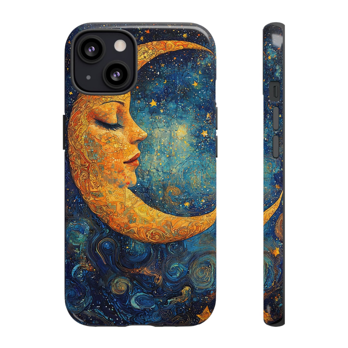 Artistic Crescent Moon Phone Case — Dreamy Starry Night Protection