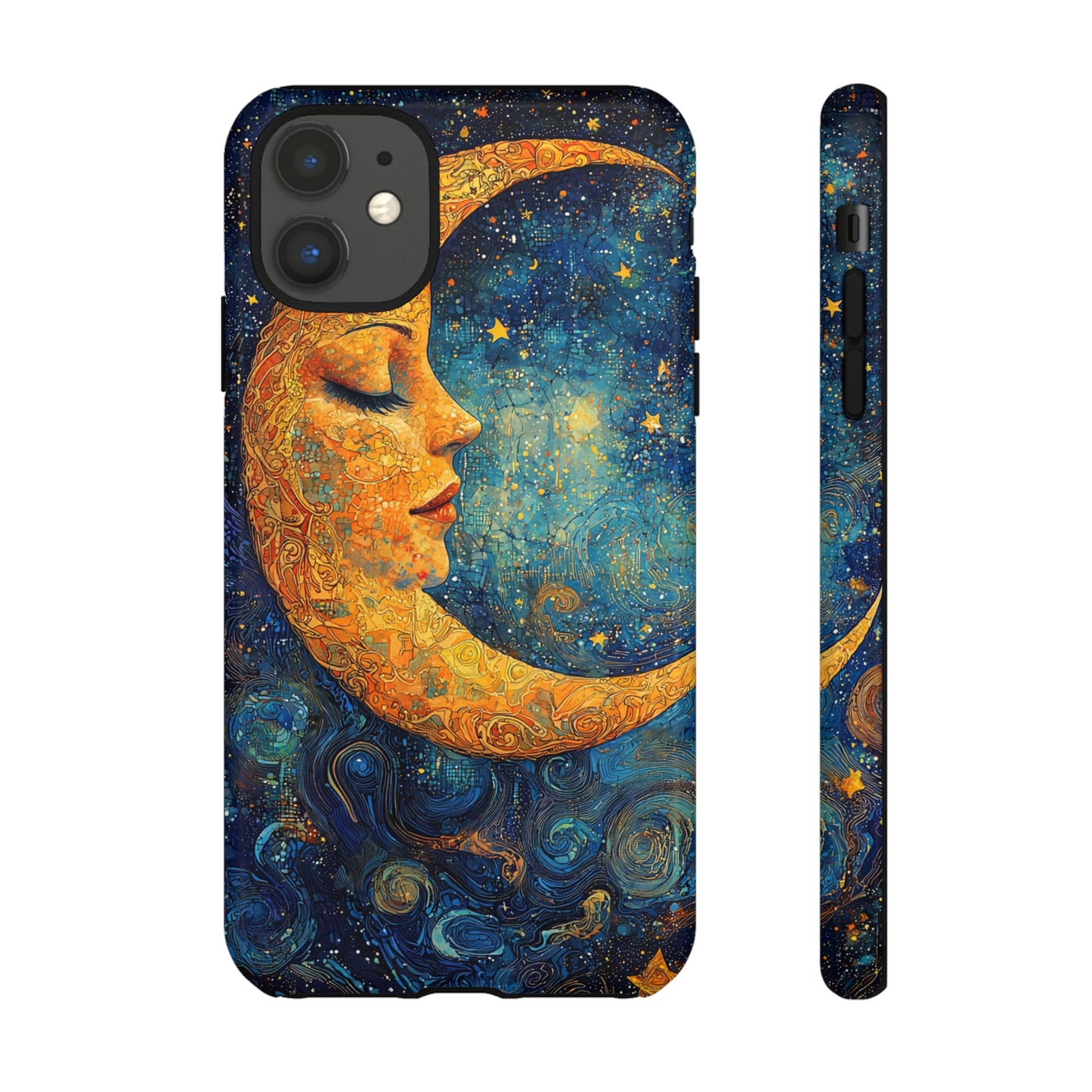 Artistic Crescent Moon Phone Case — Dreamy Starry Night Protection