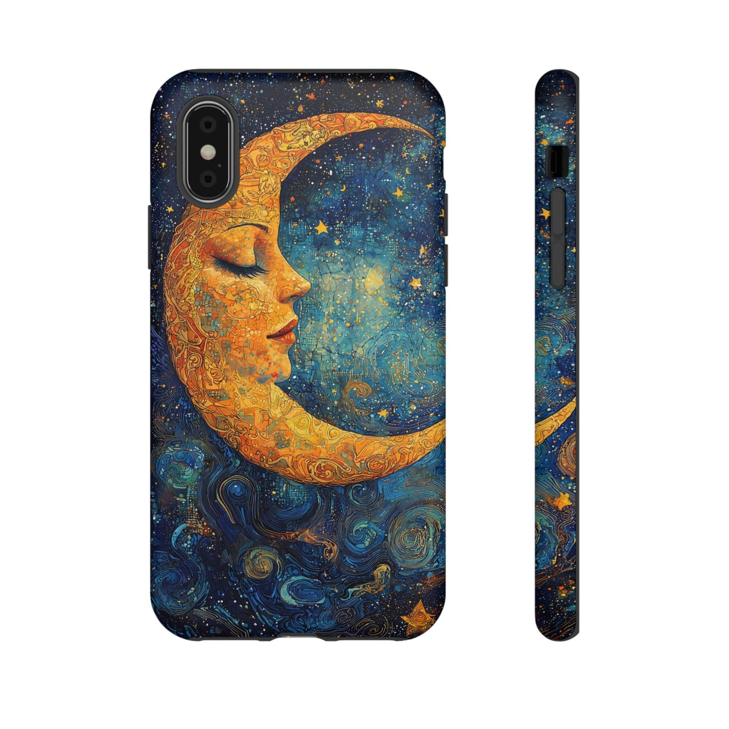 Artistic Crescent Moon Phone Case — Dreamy Starry Night Protection