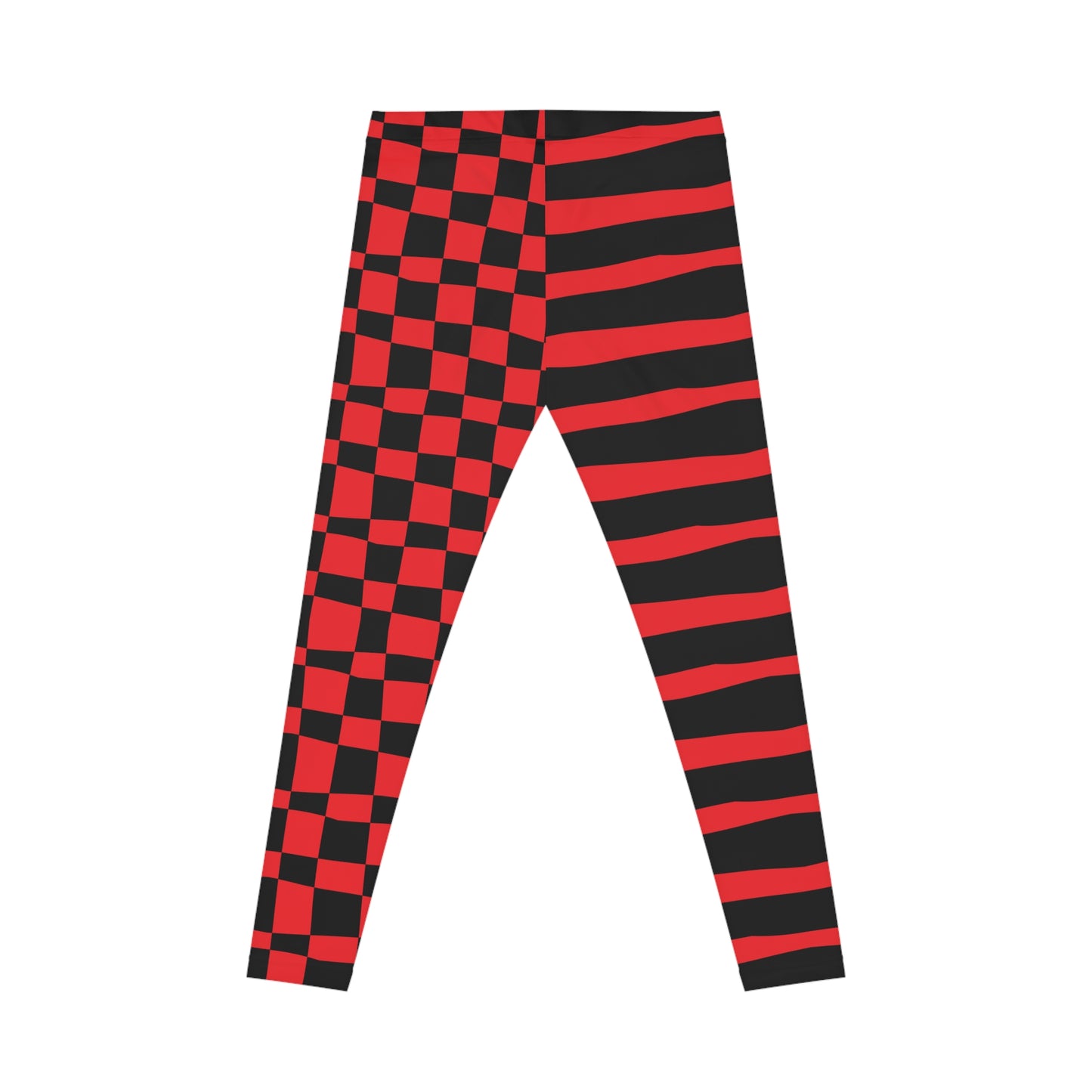 All-Over Print Leggings Striped & Checkered Split Black/Red