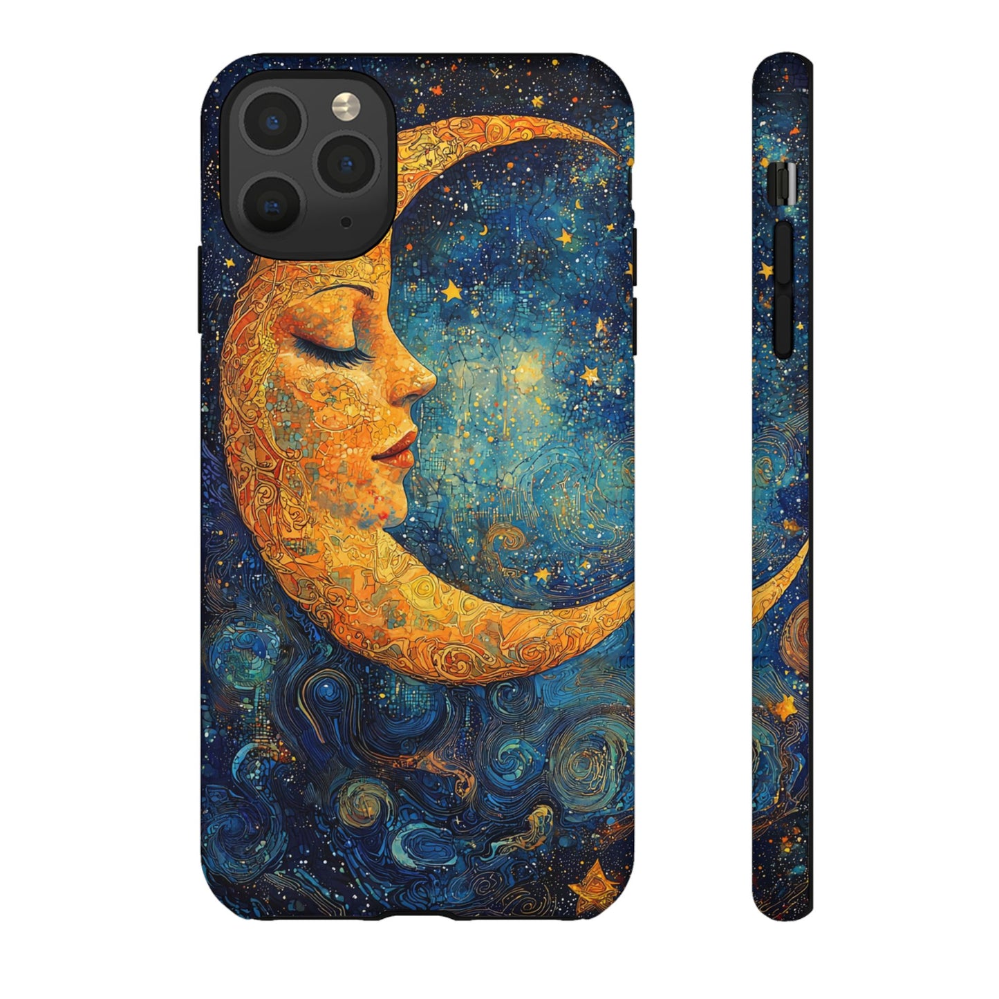 Artistic Crescent Moon Phone Case — Dreamy Starry Night Protection