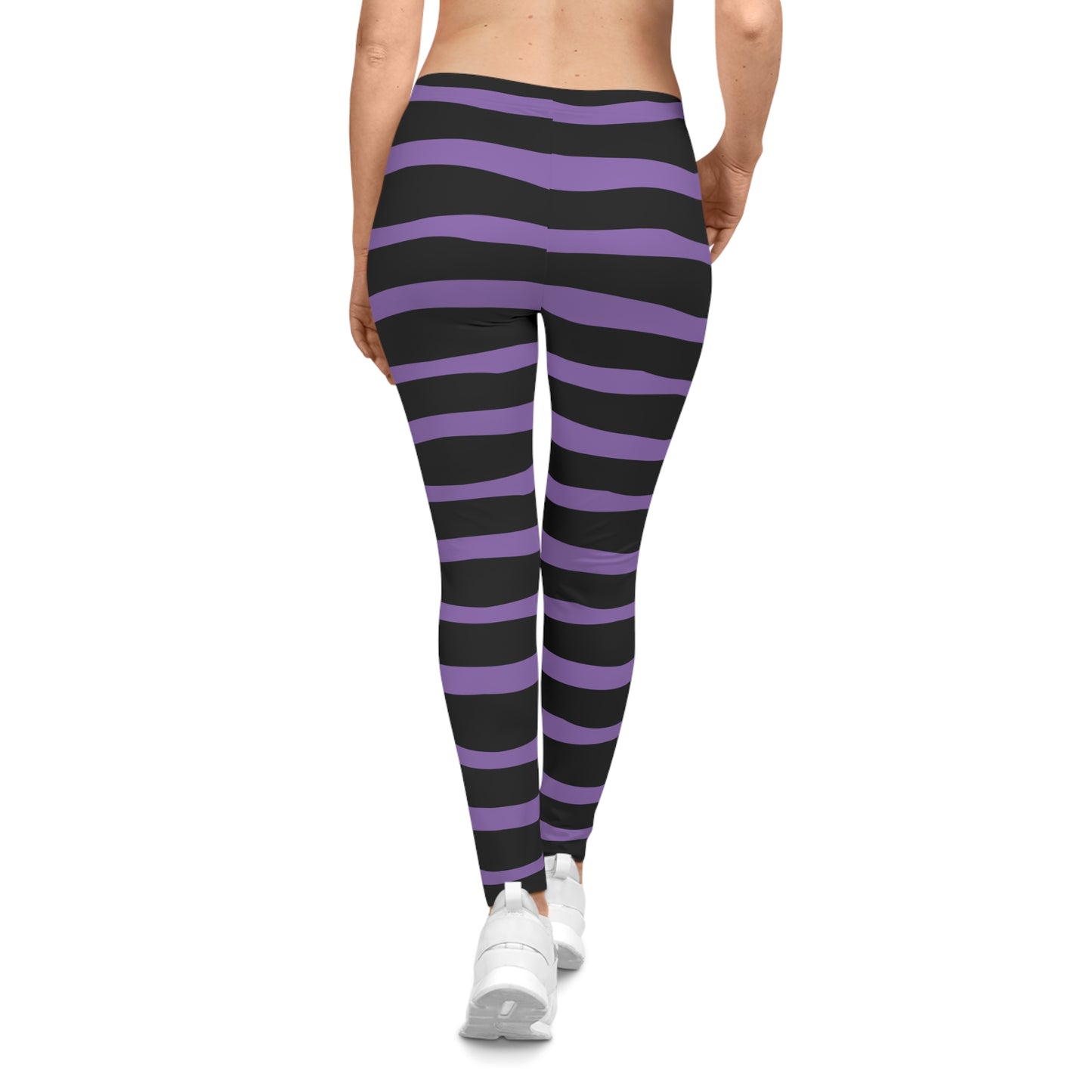 All-Over Print Leggings Striped Black/Purple
