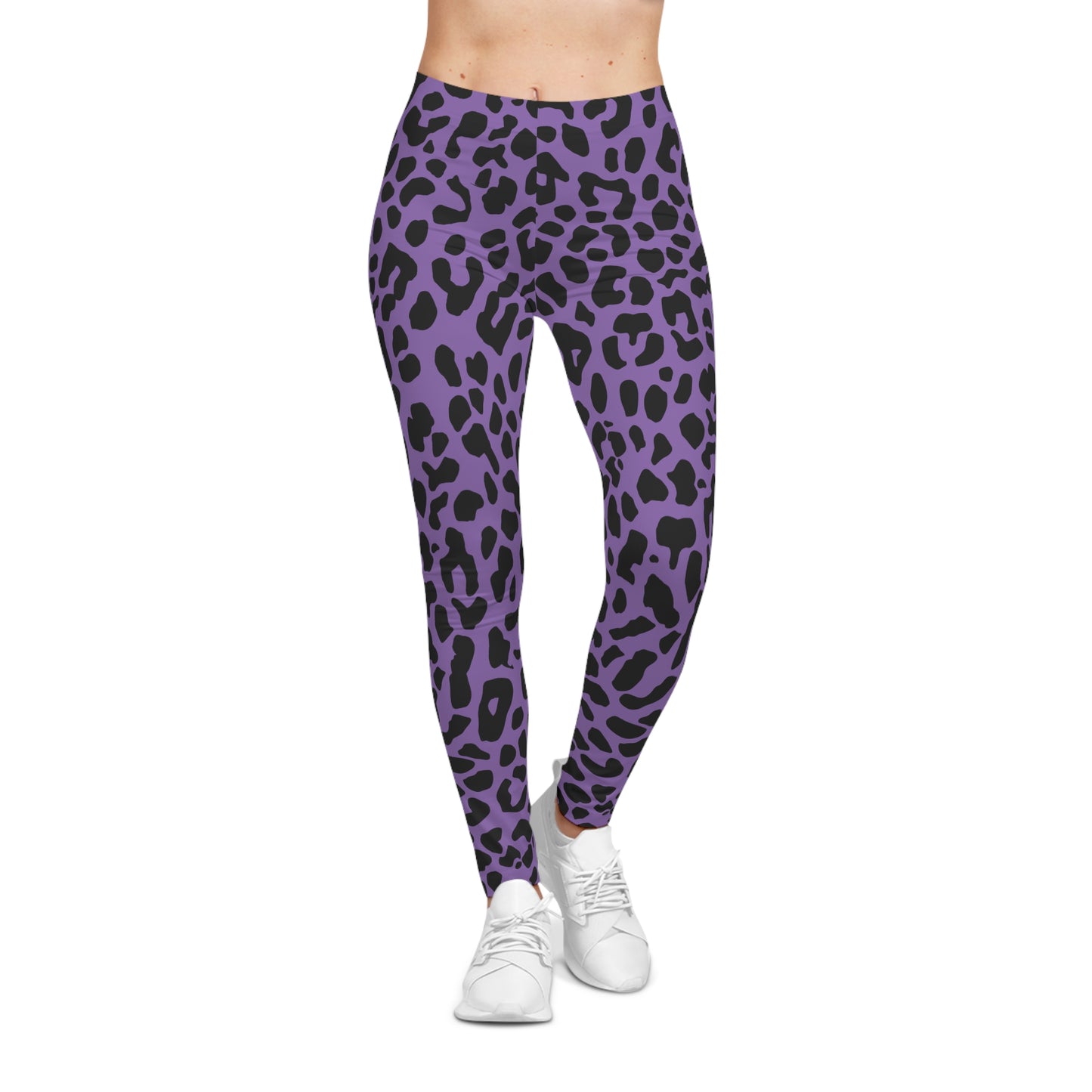 All-Over Print Leggings Leopard Pattern Black/Purple