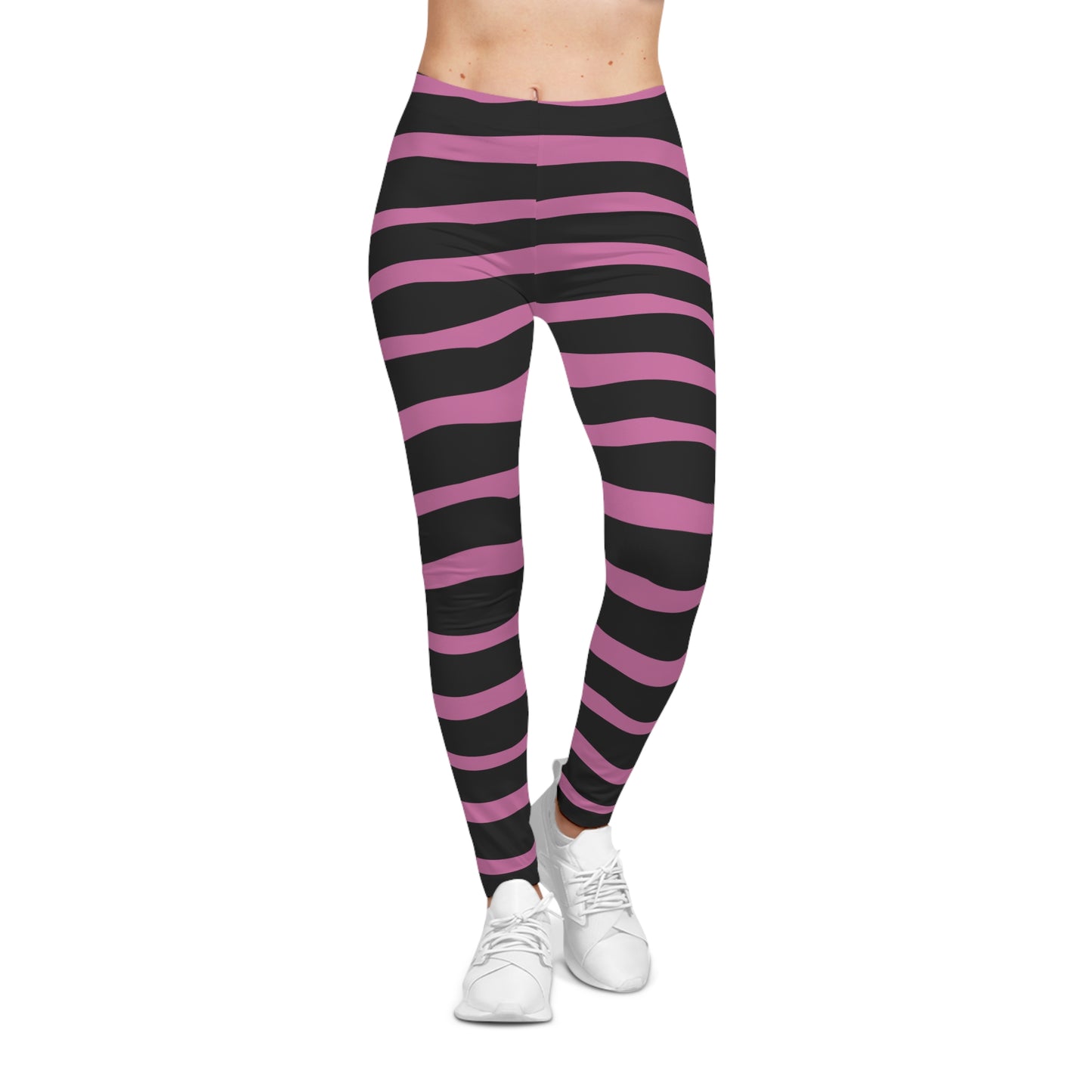 All-Over Print Leggings Striped Black/Pink