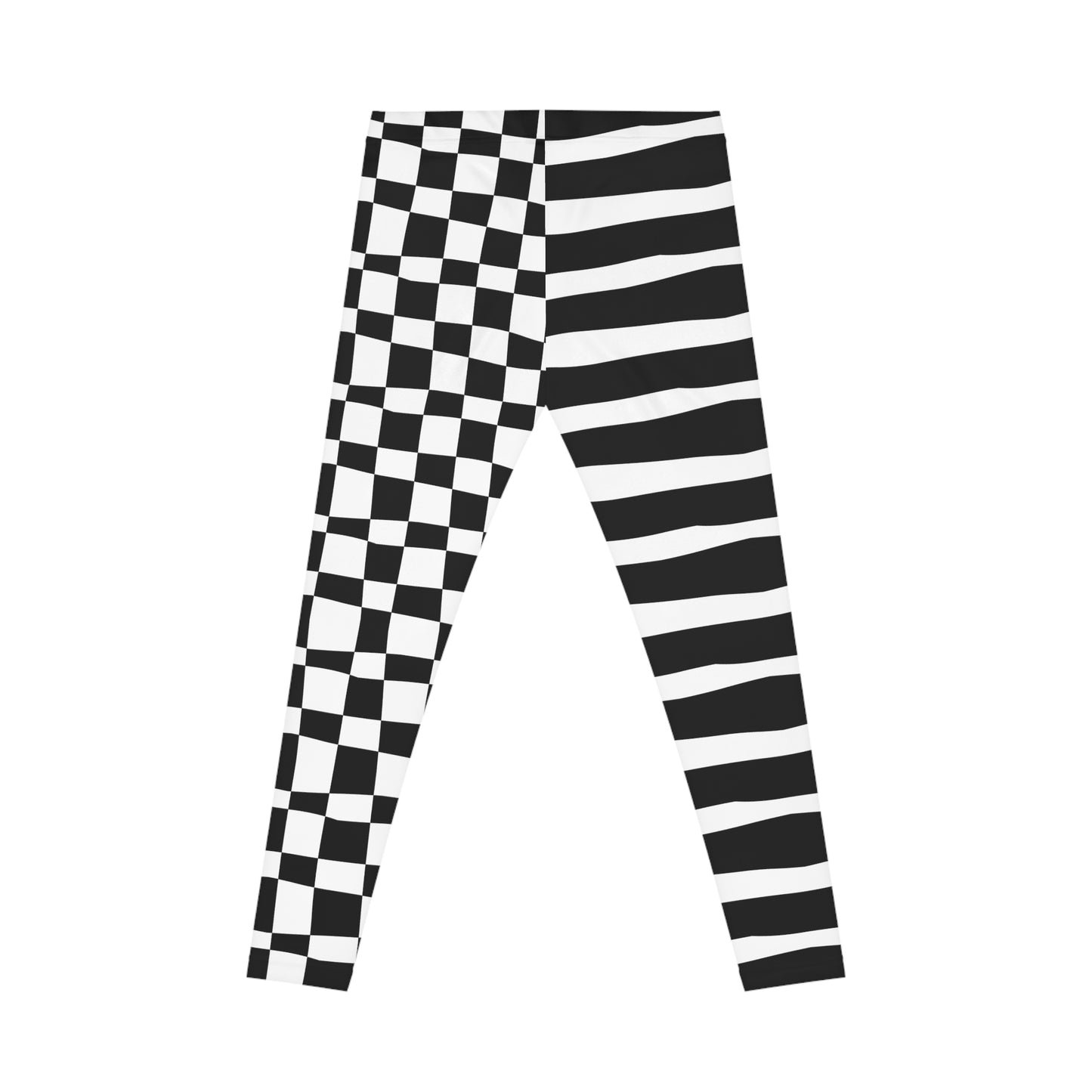 All-Over Print Leggings Striped & Checkered Split Black/White