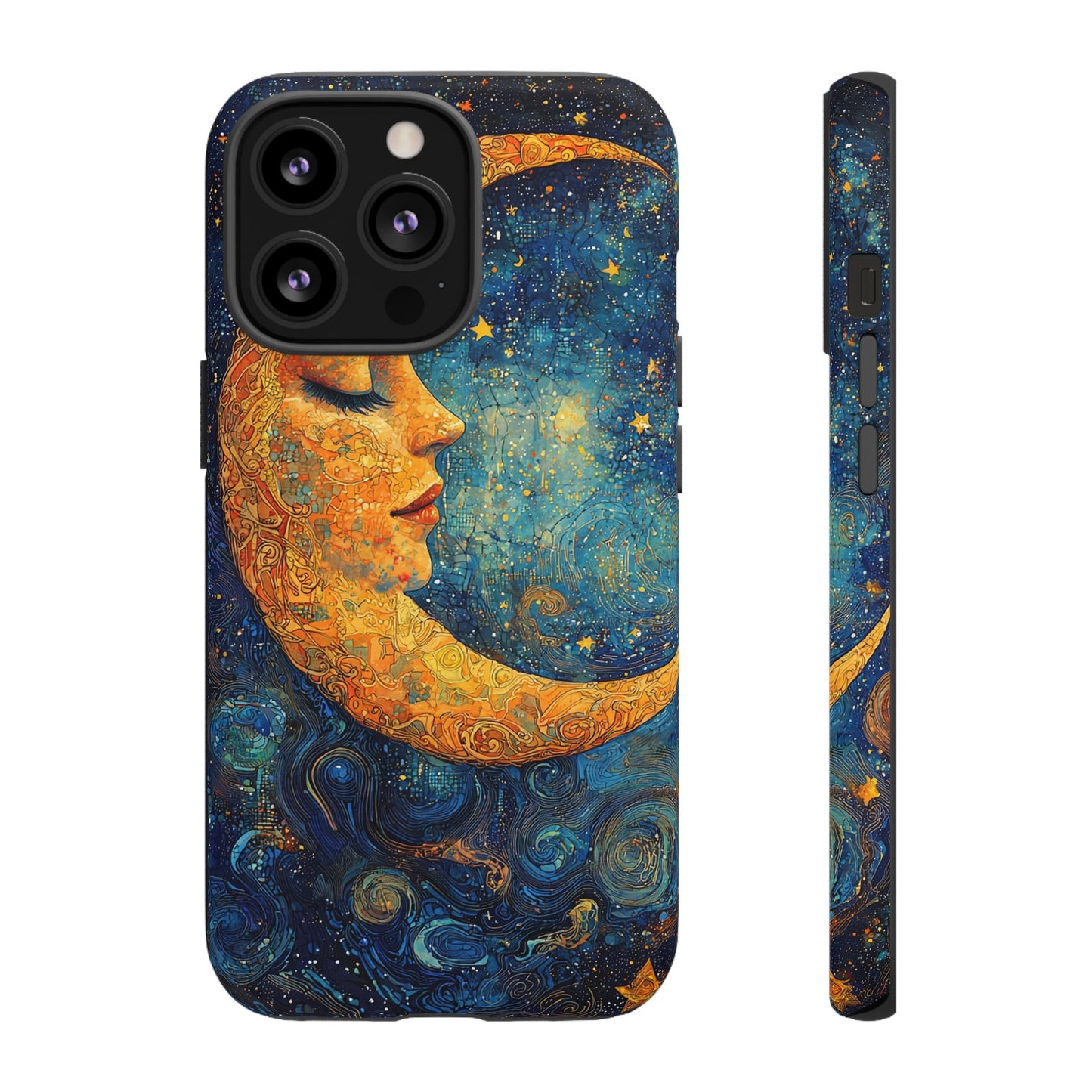 Artistic Crescent Moon Phone Case — Dreamy Starry Night Protection