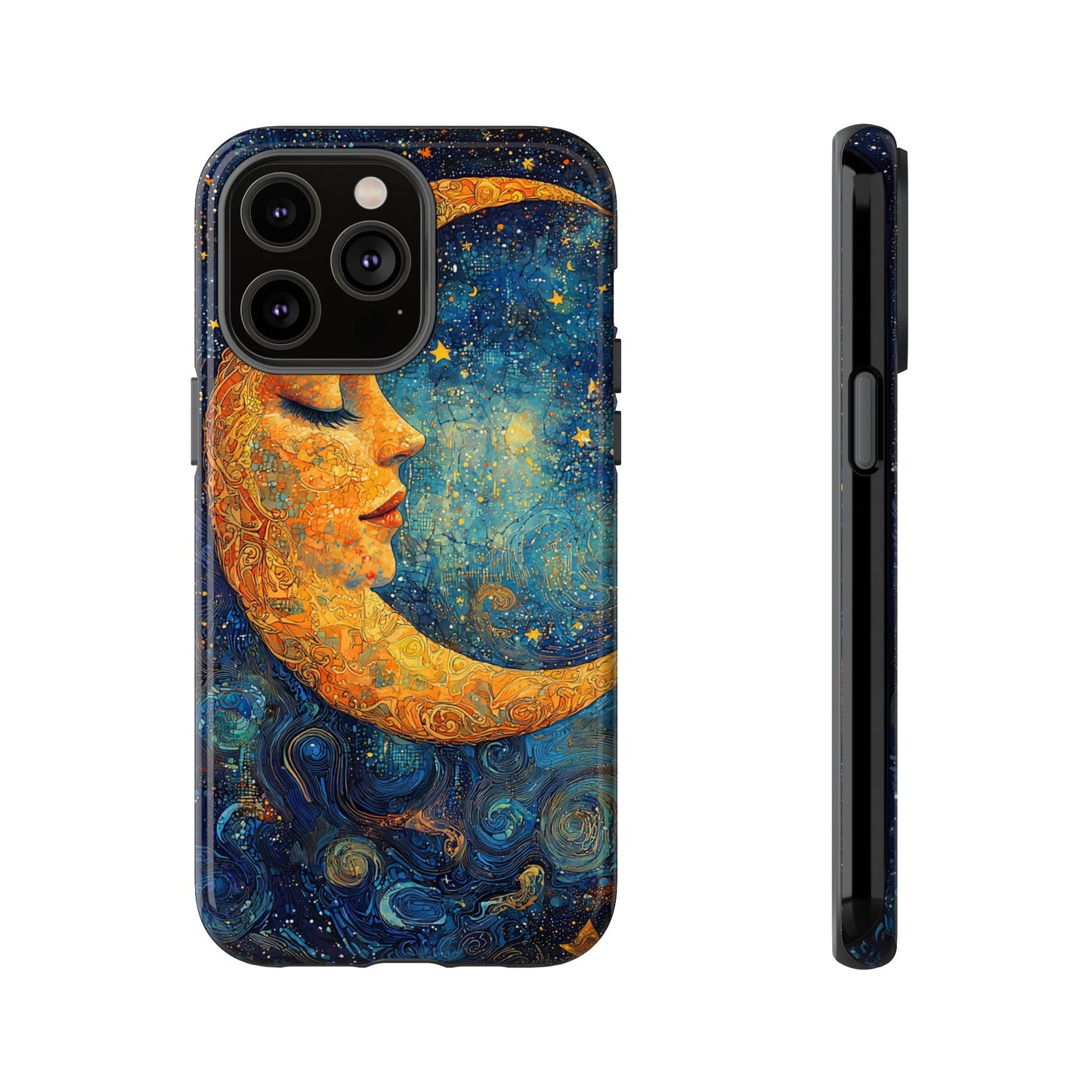 Artistic Crescent Moon Phone Case — Dreamy Starry Night Protection
