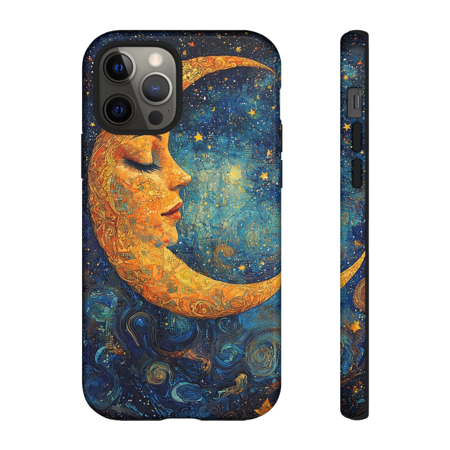 Artistic Crescent Moon Phone Case — Dreamy Starry Night Protection