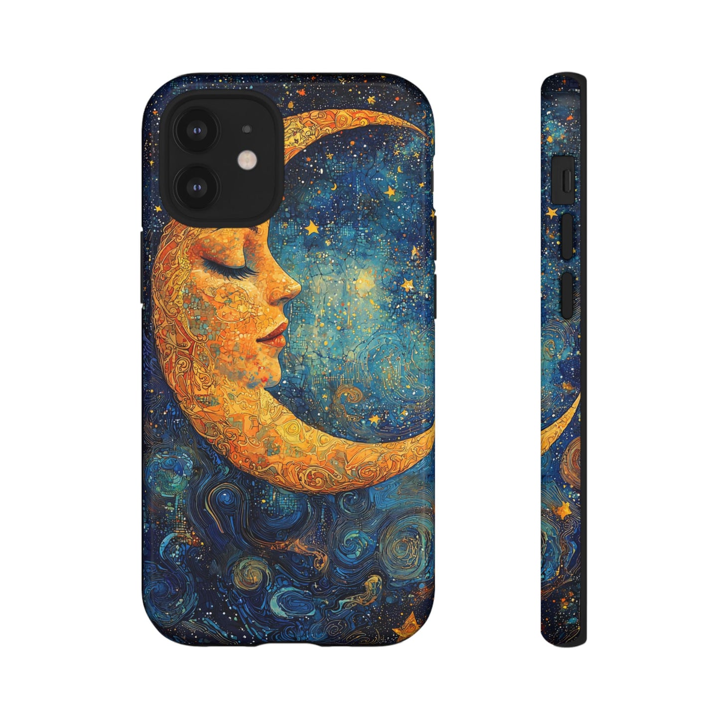 Artistic Crescent Moon Phone Case — Dreamy Starry Night Protection