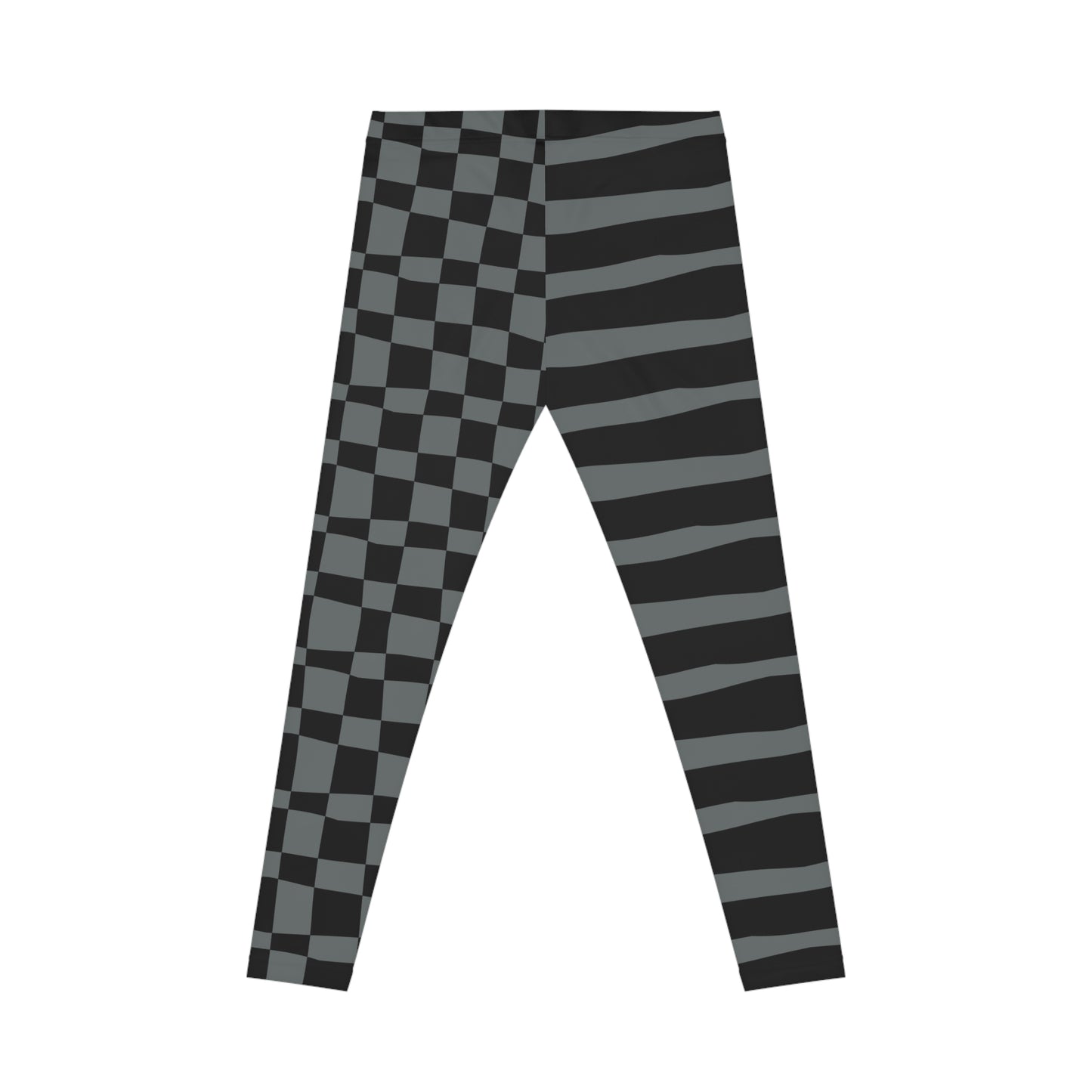 All-Over Print Leggings Striped & Checkered Split Black/Grey