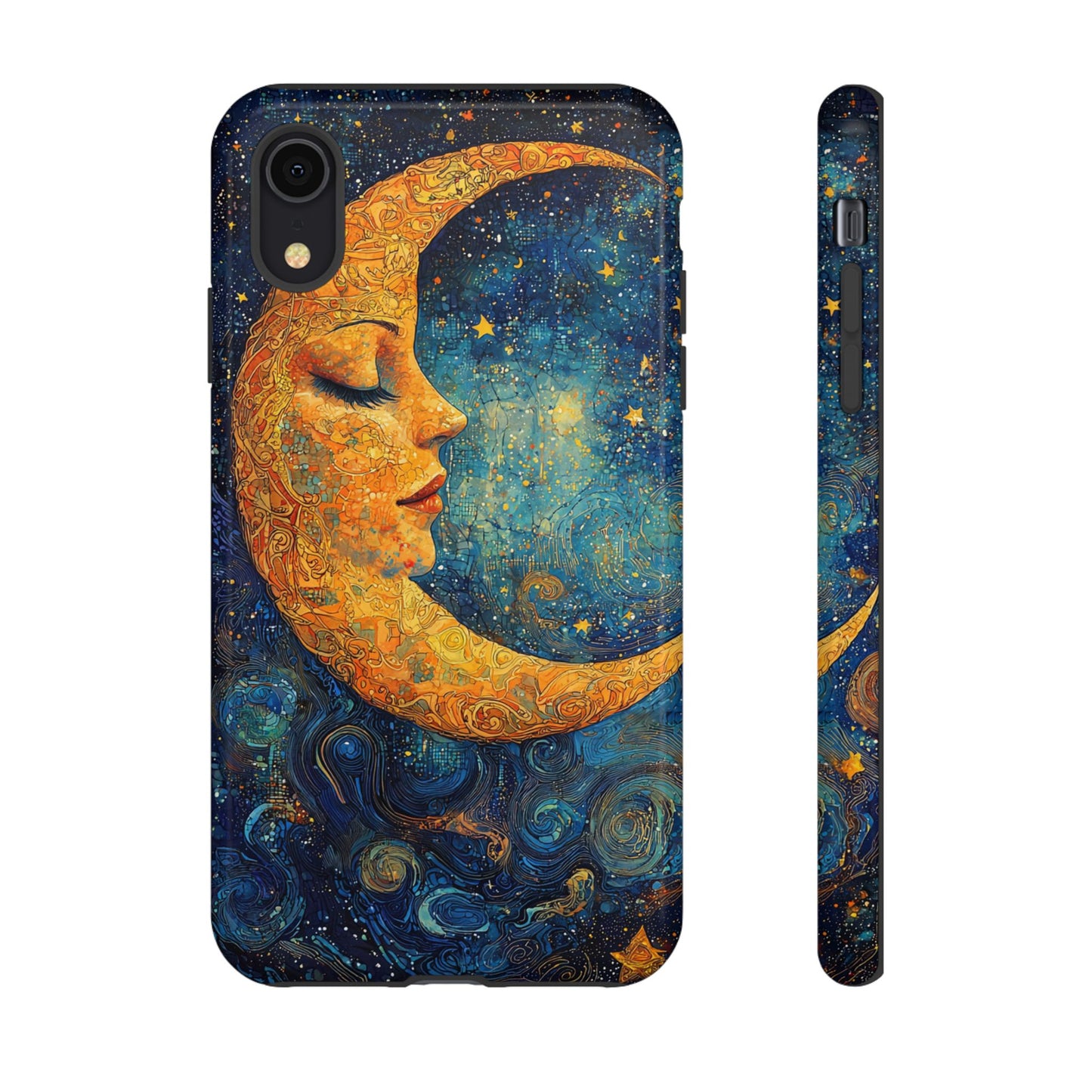 Artistic Crescent Moon Phone Case — Dreamy Starry Night Protection