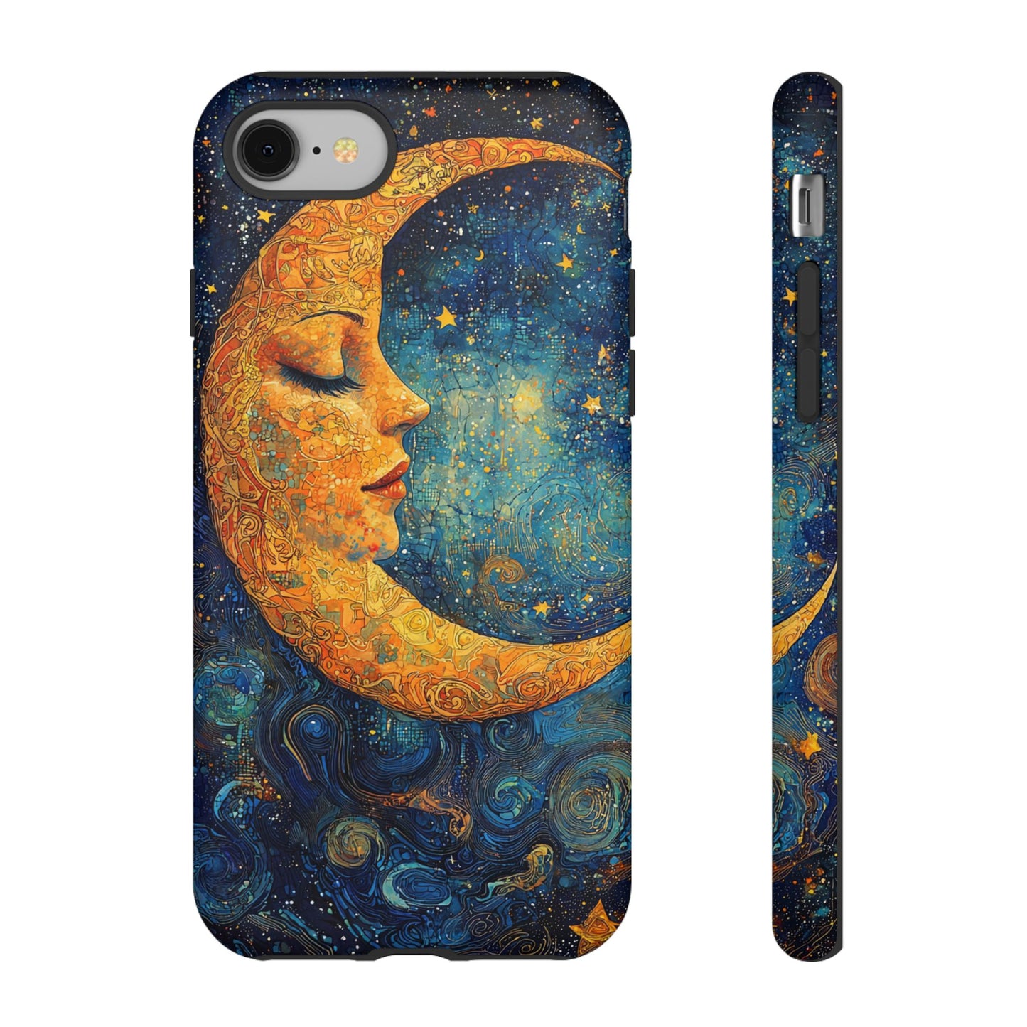 Artistic Crescent Moon Phone Case — Dreamy Starry Night Protection