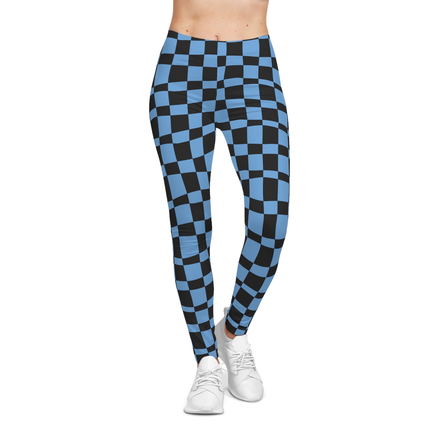 All-Over Print Leggings Checkered Black/Blue