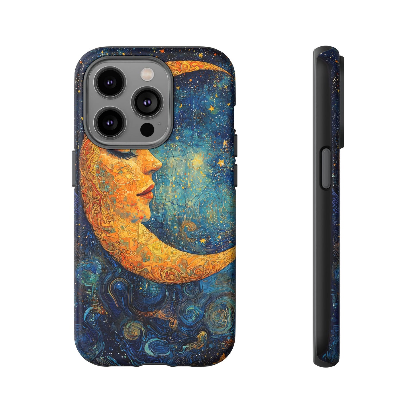 Artistic Crescent Moon Phone Case — Dreamy Starry Night Protection