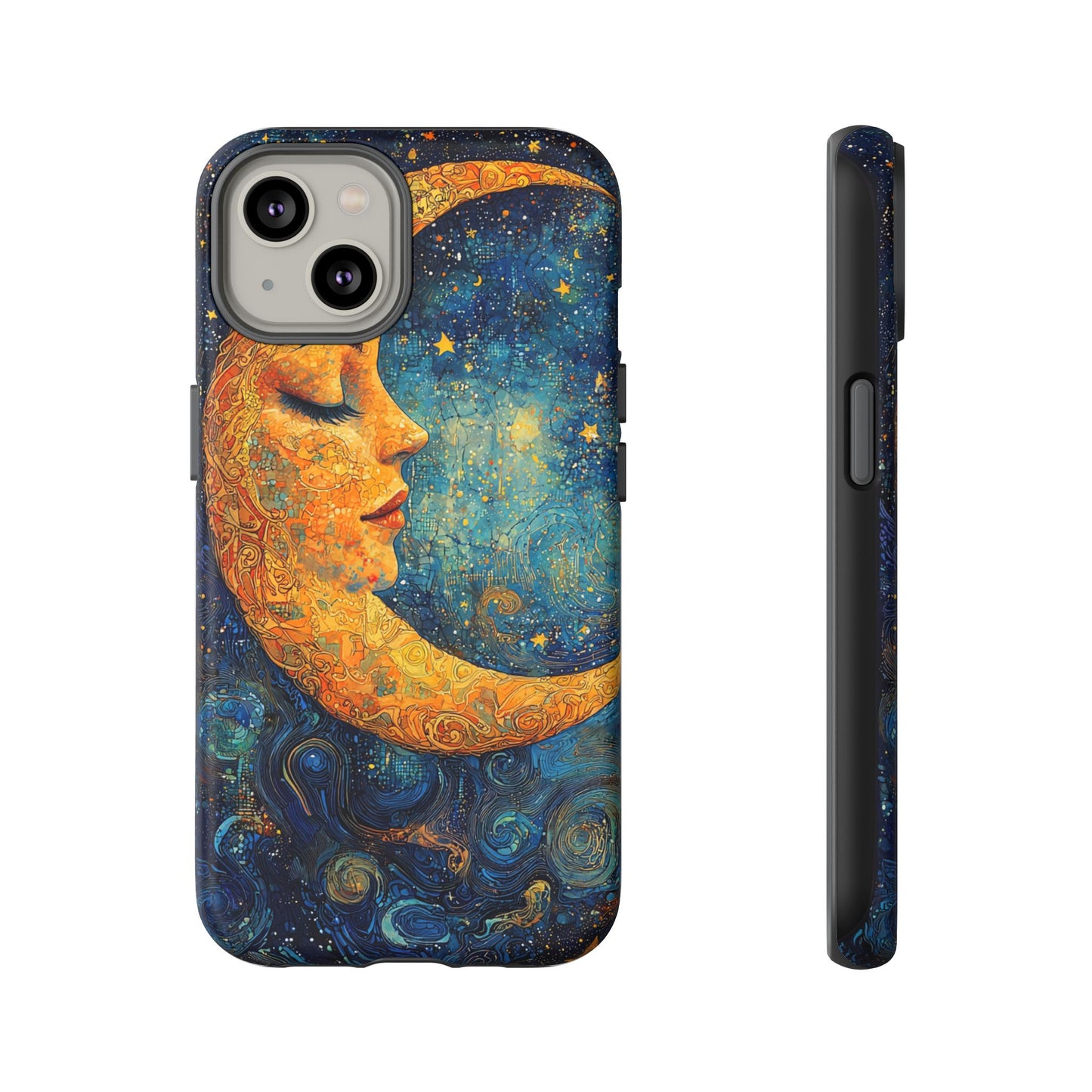 Artistic Crescent Moon Phone Case — Dreamy Starry Night Protection