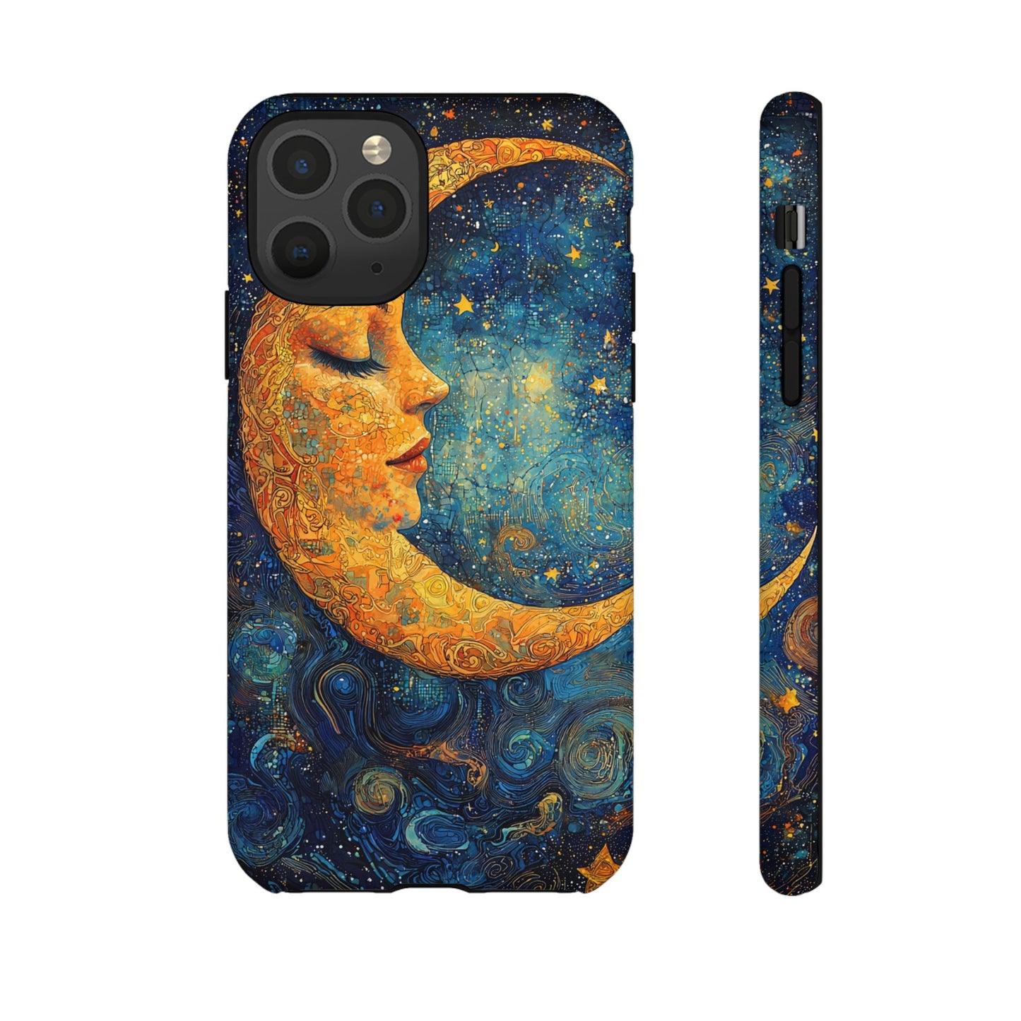 Artistic Crescent Moon Phone Case — Dreamy Starry Night Protection
