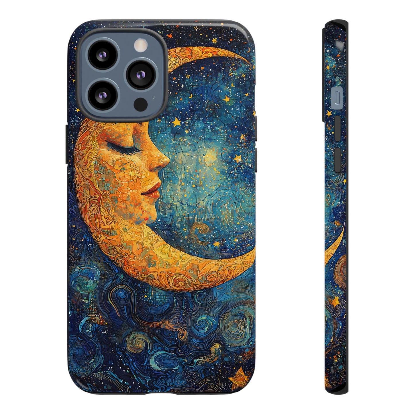 Artistic Crescent Moon Phone Case — Dreamy Starry Night Protection