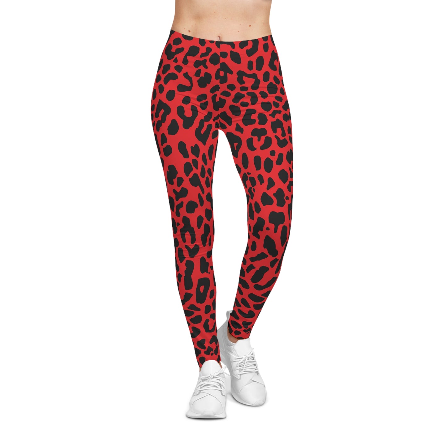 All-Over Print Leggings Leopard Pattern Black/Red