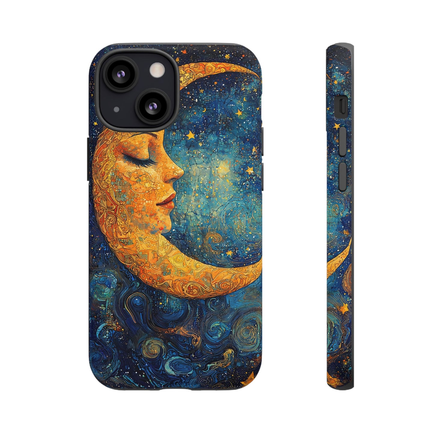 Artistic Crescent Moon Phone Case — Dreamy Starry Night Protection