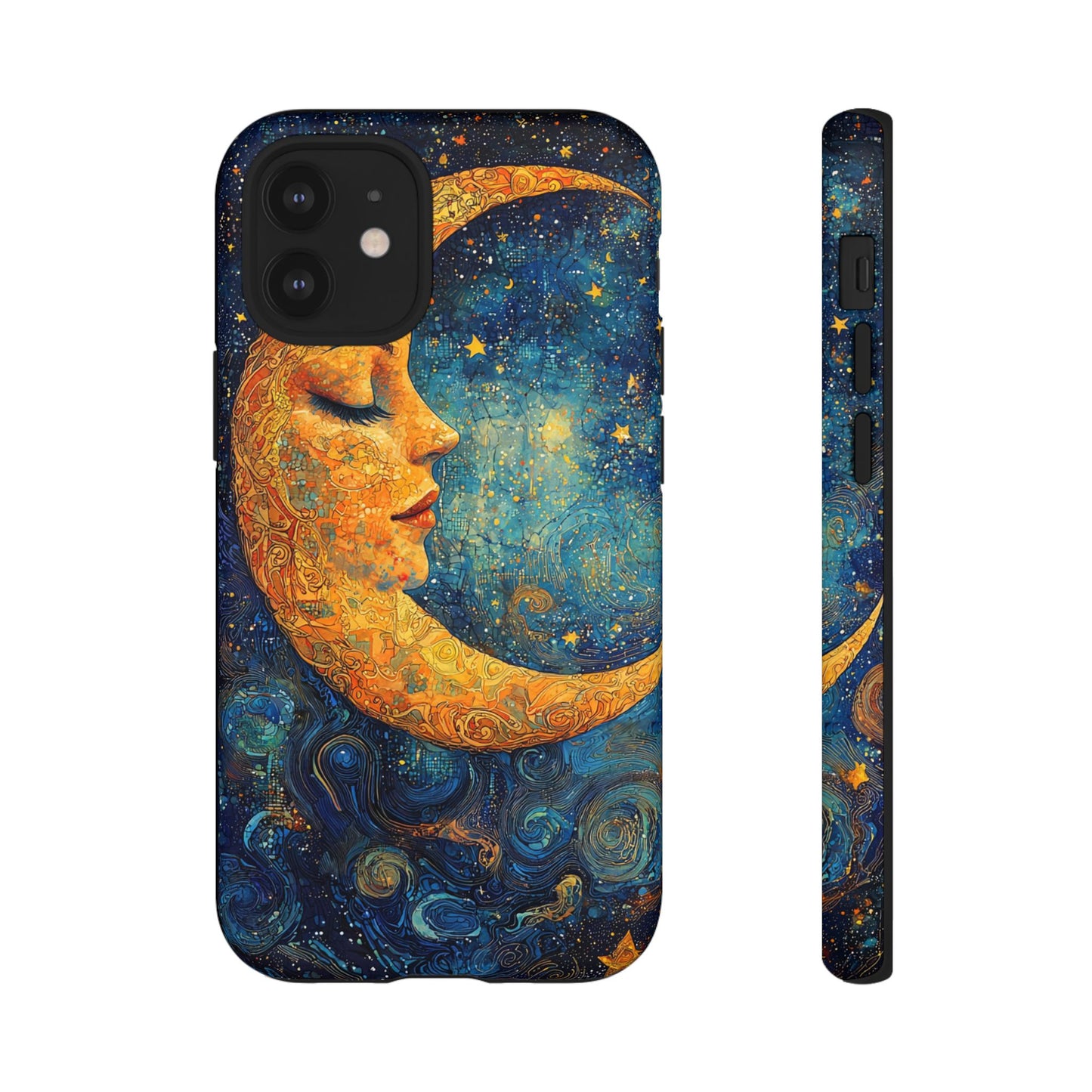 Artistic Crescent Moon Phone Case — Dreamy Starry Night Protection