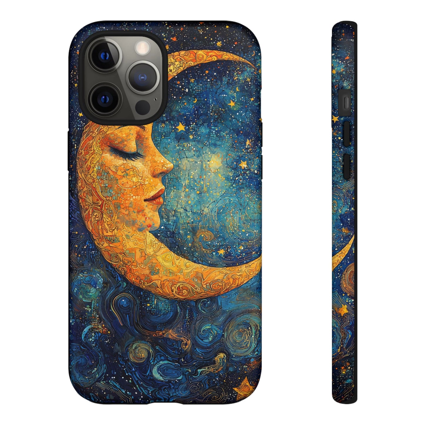 Artistic Crescent Moon Phone Case — Dreamy Starry Night Protection