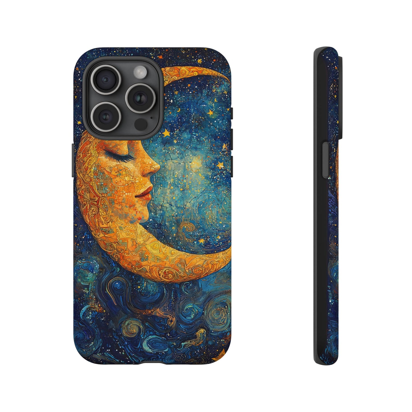 Artistic Crescent Moon Phone Case — Dreamy Starry Night Protection