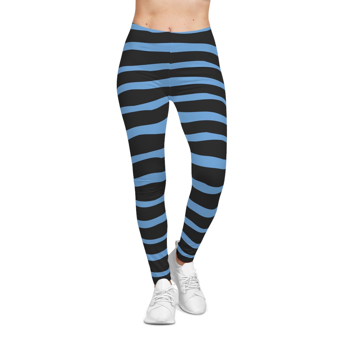 All-Over Print Leggings Striped Black/Blue