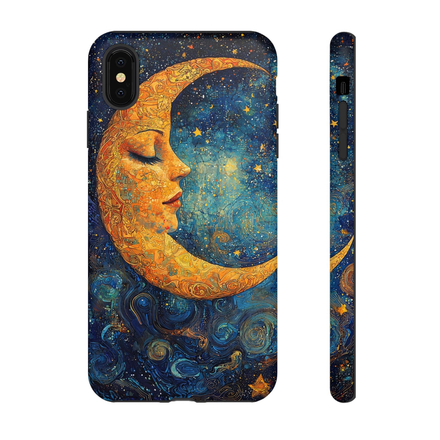 Artistic Crescent Moon Phone Case — Dreamy Starry Night Protection
